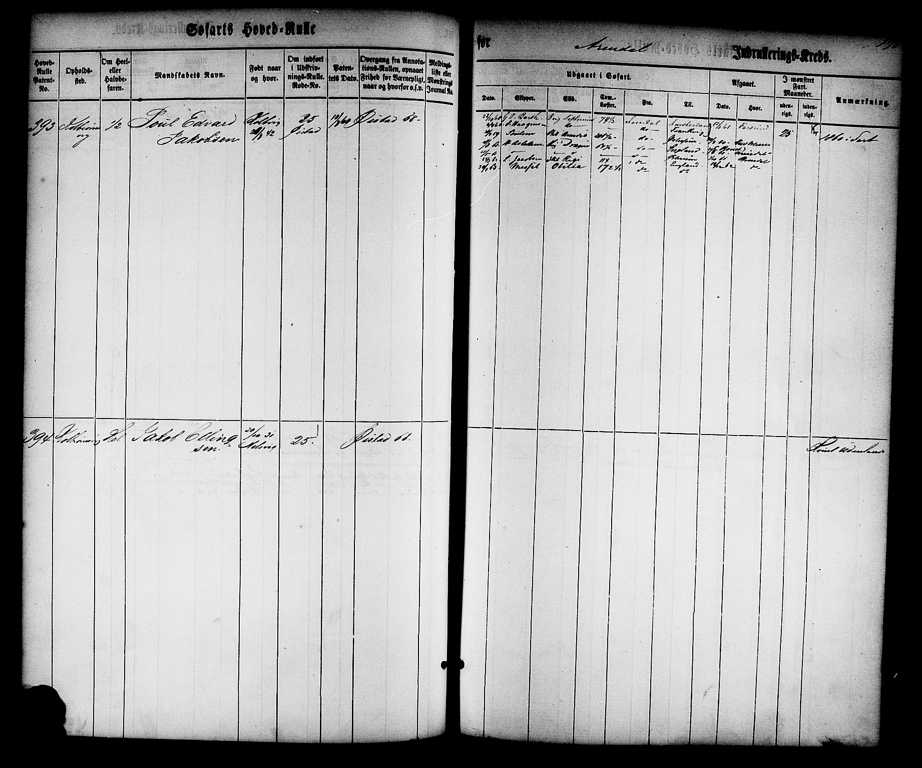 Arendal mønstringskrets, AV/SAK-2031-0012/F/Fb/L0008: Hovedrulle nr 1-766, S-6, 1860-1865, p. 201