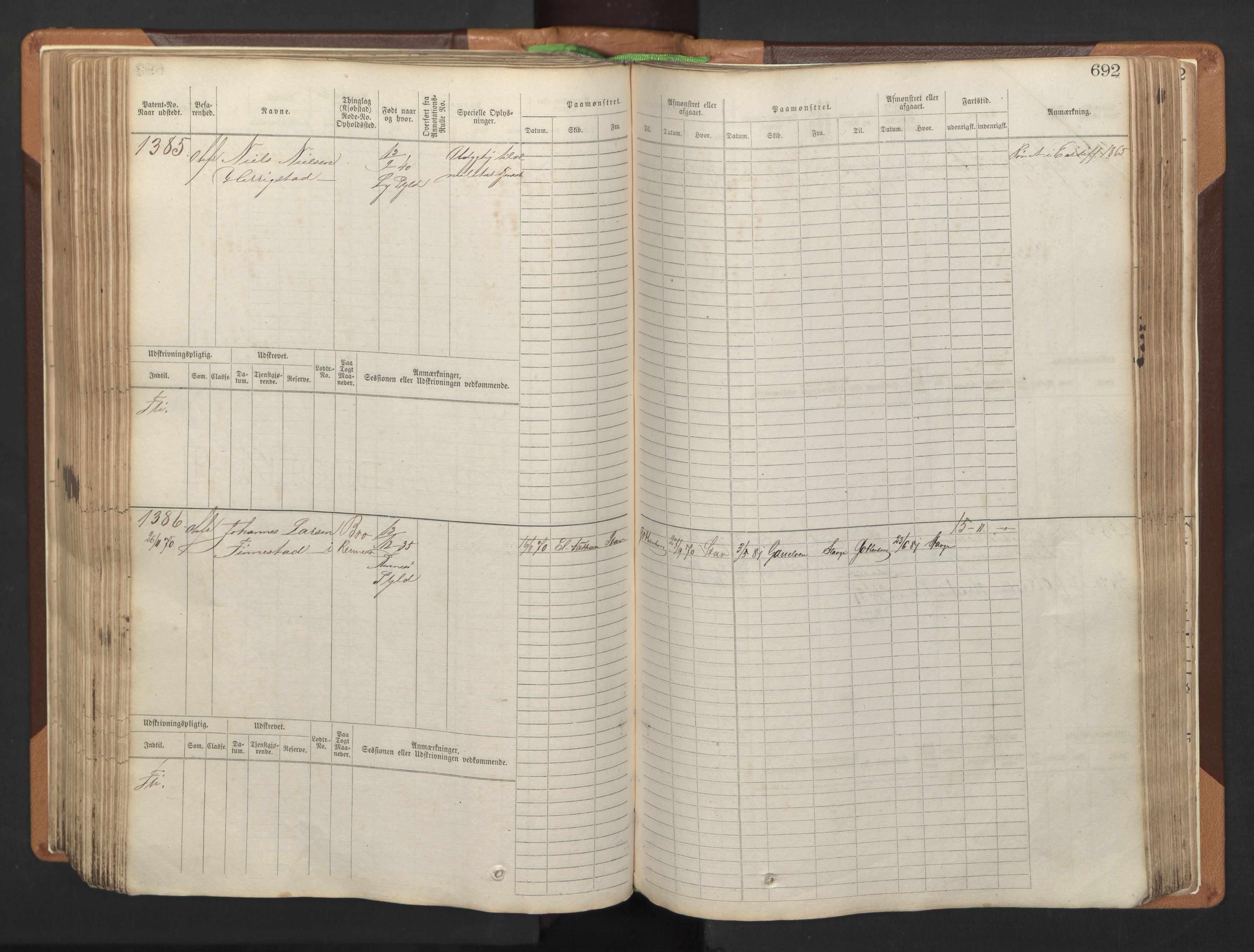 Stavanger sjømannskontor, AV/SAST-A-102006/F/Fb/Fbb/L0005: Sjøfartshovedrulle, patentnr. 793-1606 (del 2), 1869-1880, p. 304