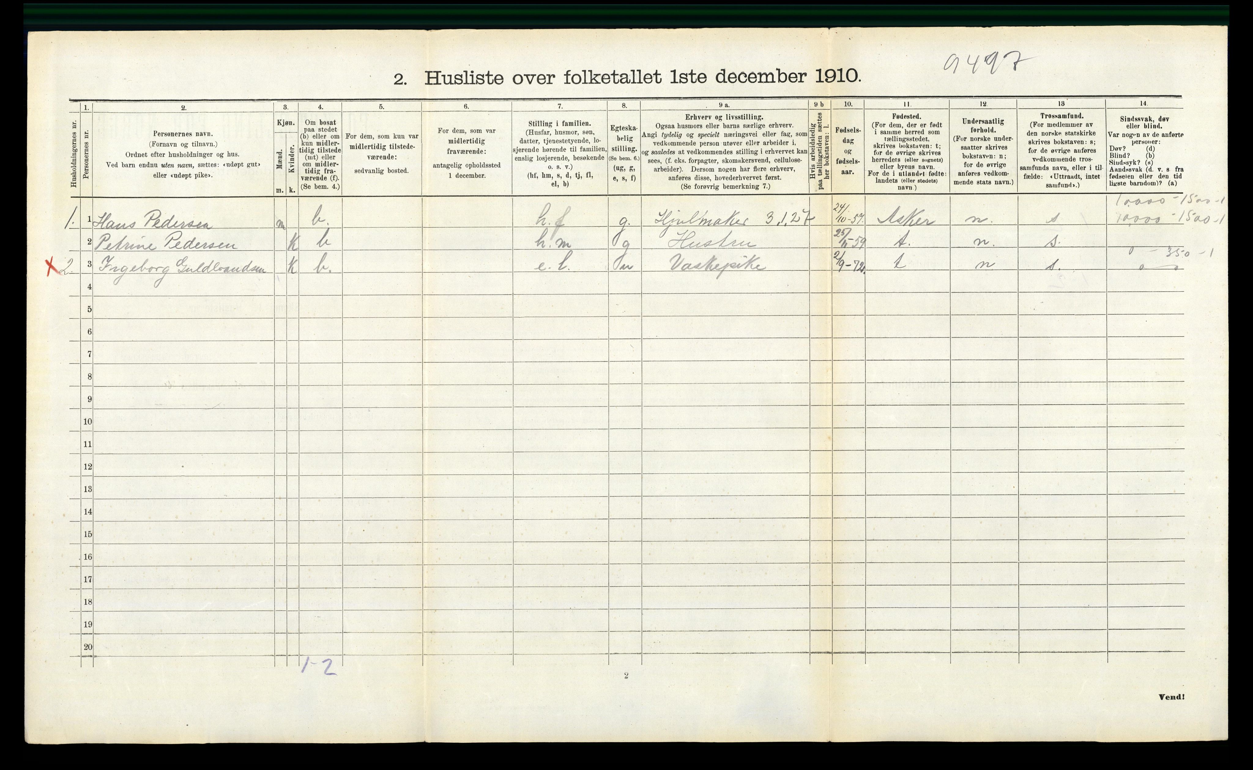 RA, 1910 census for Bærum, 1910, p. 2308