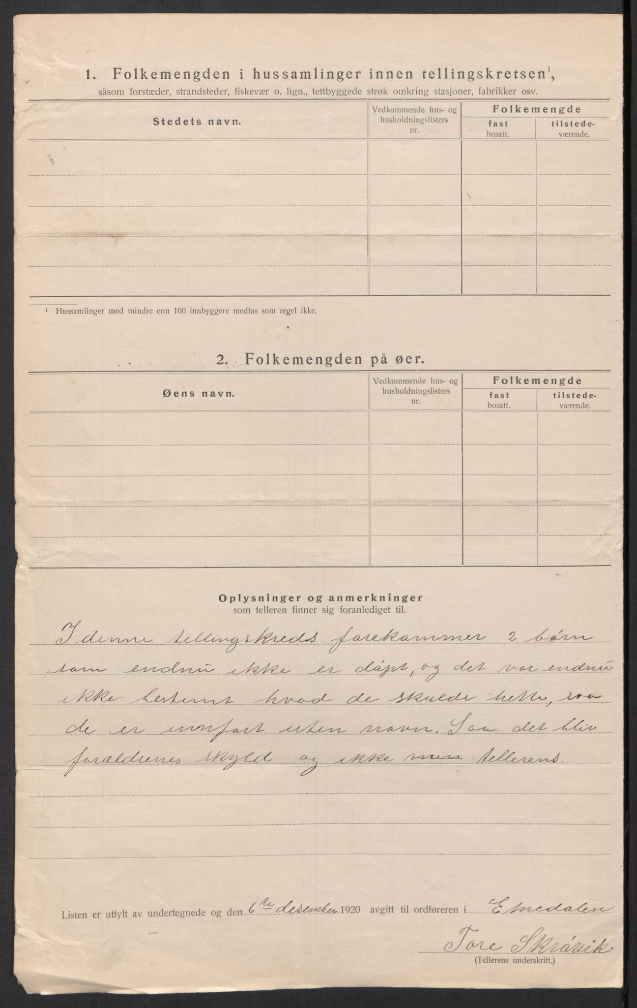 SAH, 1920 census for Etnedal, 1920, p. 12