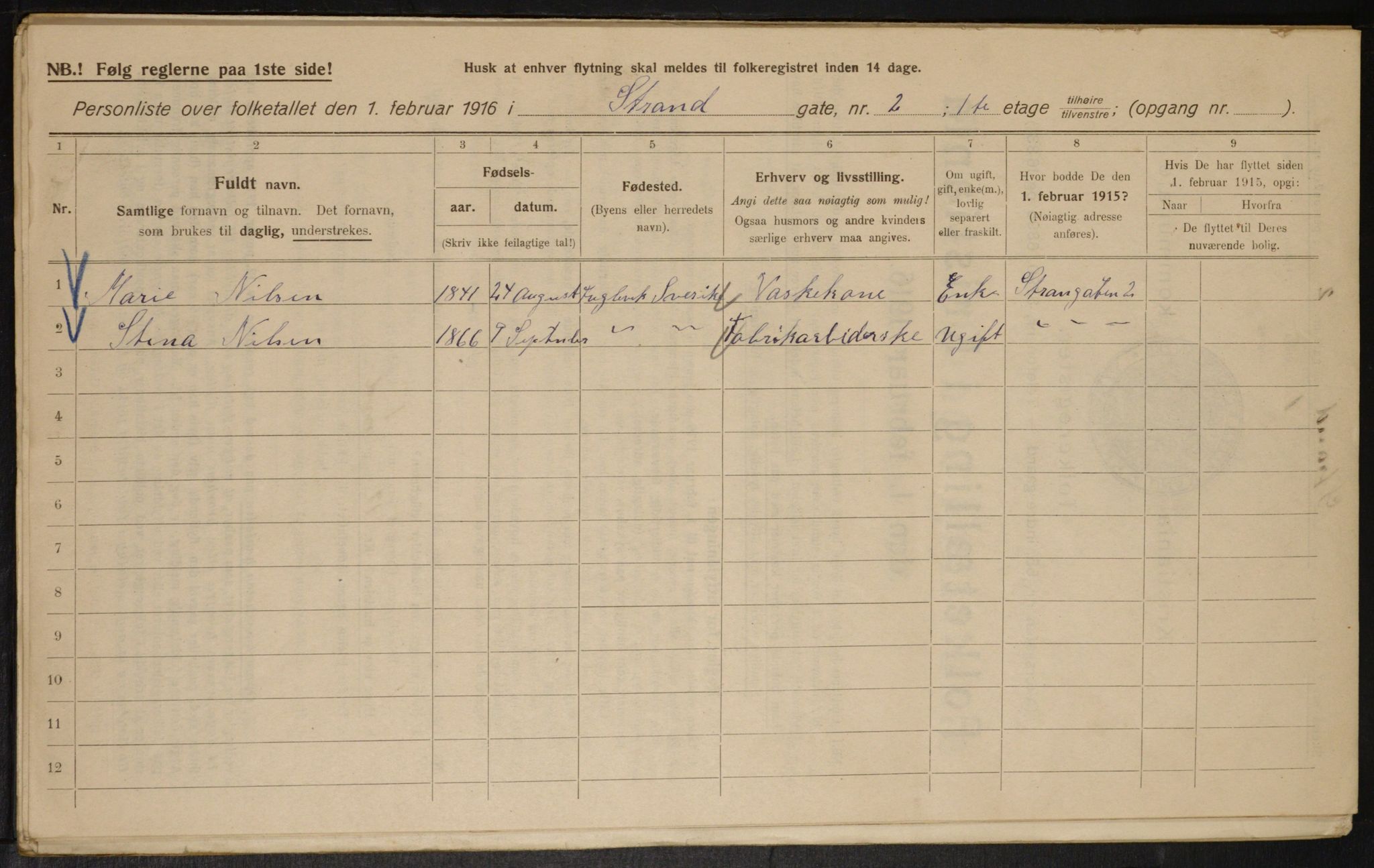 OBA, Municipal Census 1916 for Kristiania, 1916, p. 106458