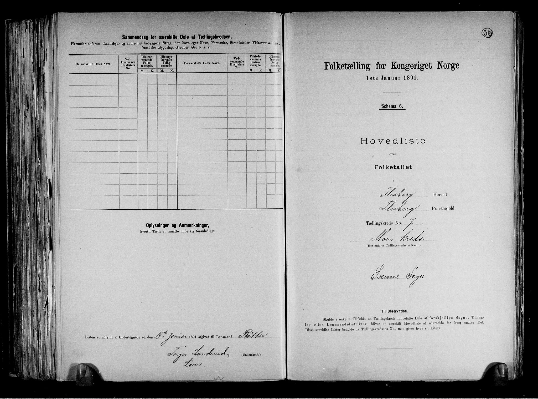 RA, 1891 census for 0631 Flesberg, 1891, p. 18