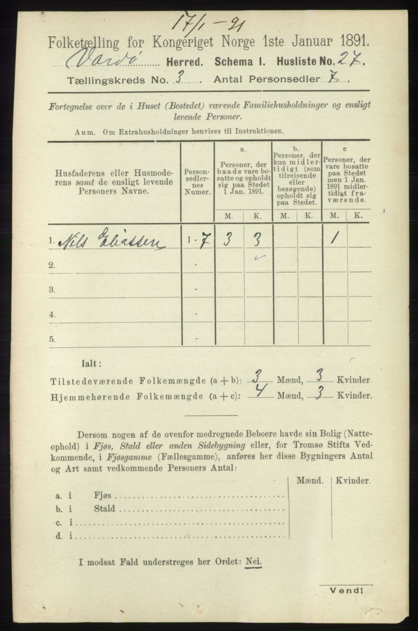 RA, 1891 census for 2028 Vardø, 1891, p. 807