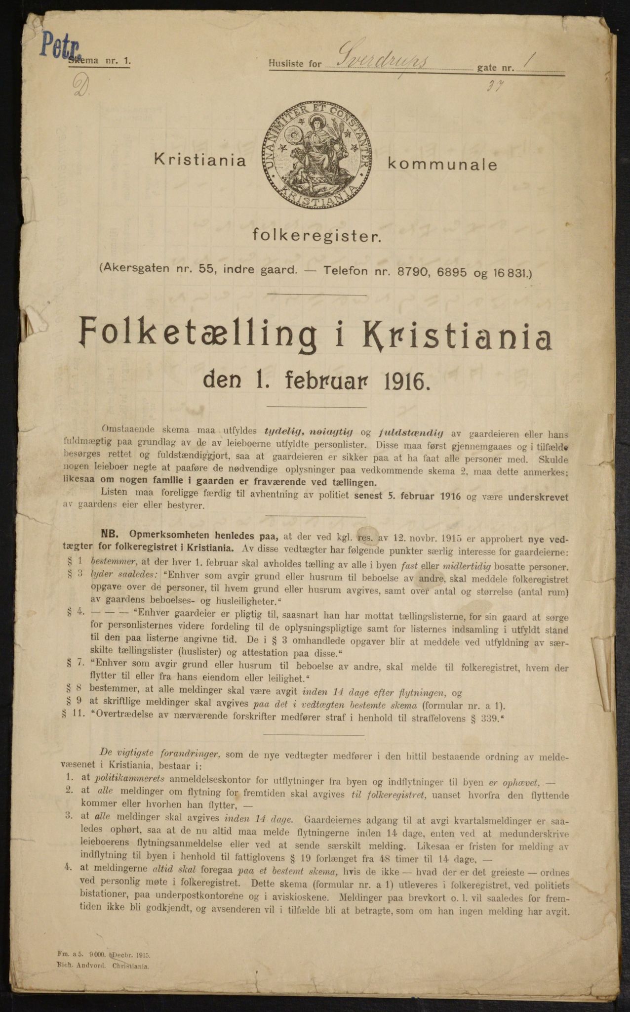 OBA, Municipal Census 1916 for Kristiania, 1916, p. 107789