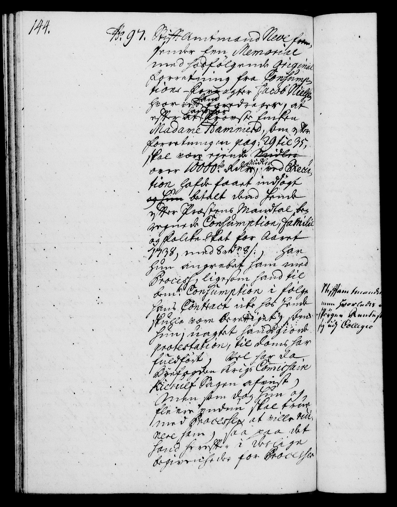 Rentekammeret, Kammerkanselliet, RA/EA-3111/G/Gh/Gha/L0021: Norsk ekstraktmemorialprotokoll (merket RK 53.66), 1739, p. 144
