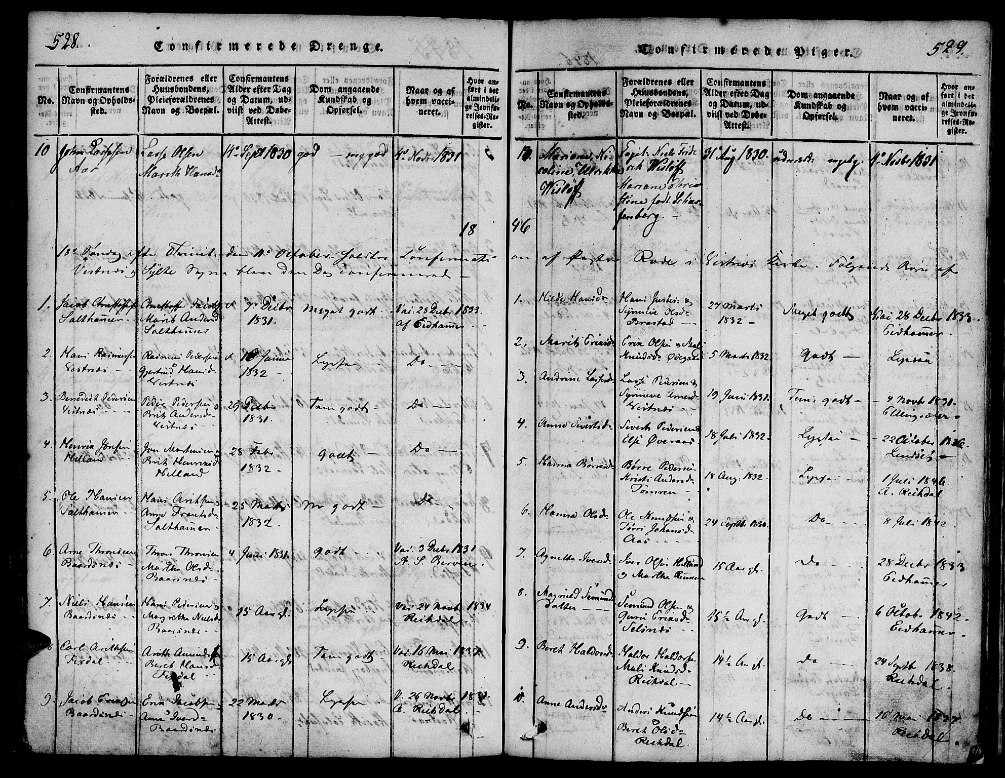 Ministerialprotokoller, klokkerbøker og fødselsregistre - Møre og Romsdal, SAT/A-1454/539/L0528: Parish register (official) no. 539A01, 1818-1847, p. 528-529