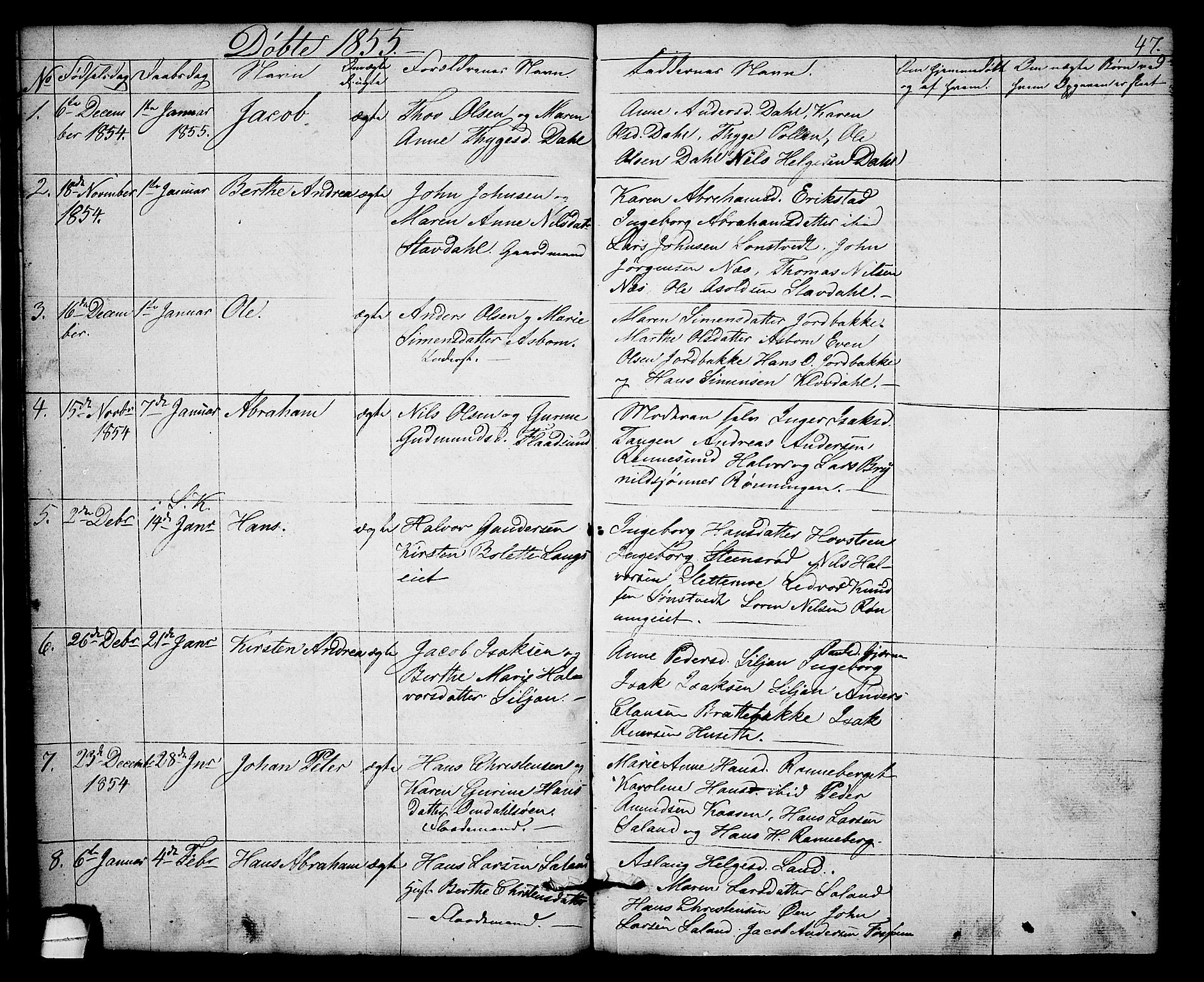 Solum kirkebøker, SAKO/A-306/G/Gb/L0001: Parish register (copy) no. II 1, 1848-1859, p. 47