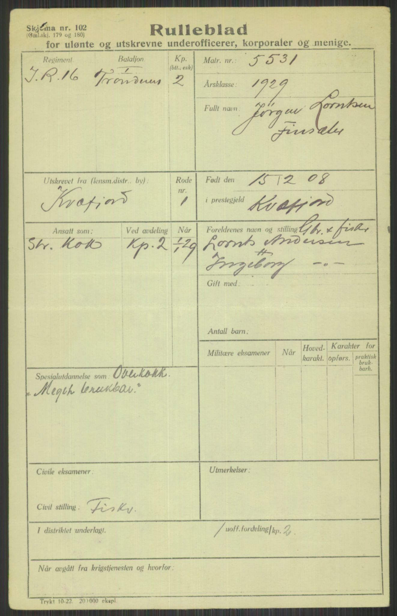 Forsvaret, Troms infanteriregiment nr. 16, AV/RA-RAFA-3146/P/Pa/L0013/0004: Rulleblad / Rulleblad for regimentets menige mannskaper, årsklasse 1929, 1929, p. 245