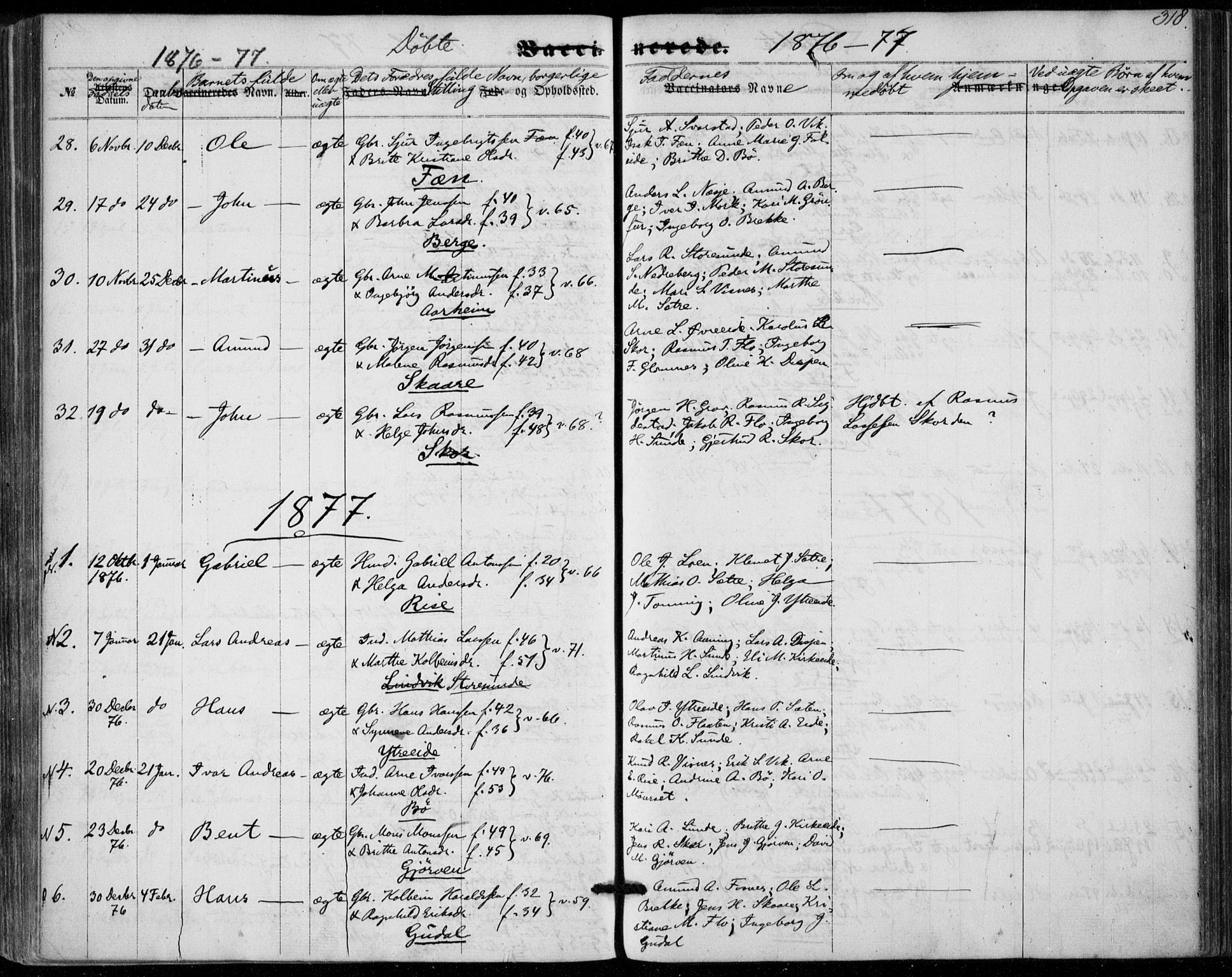Stryn Sokneprestembete, SAB/A-82501: Parish register (official) no. A 3, 1862-1877, p. 318