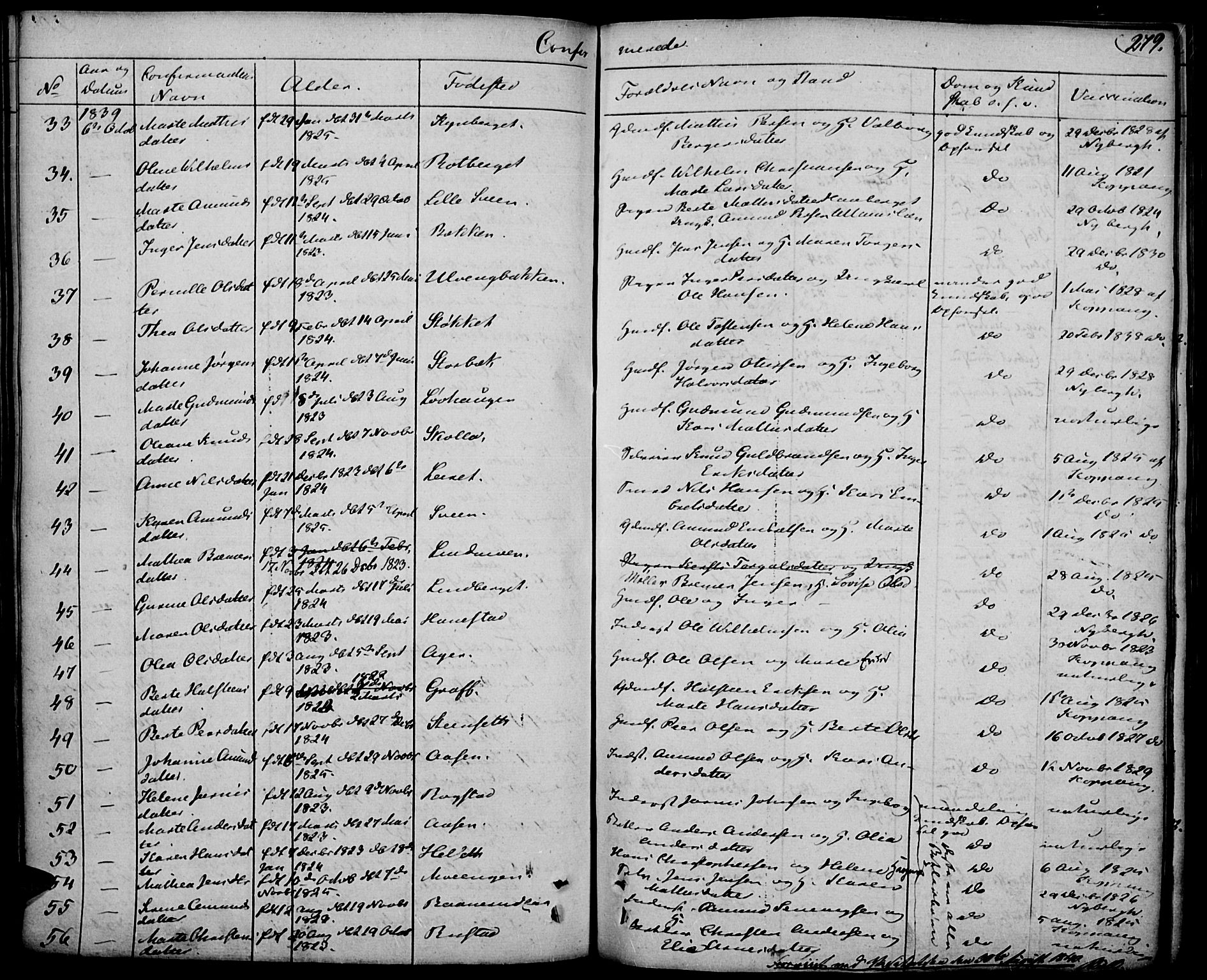 Elverum prestekontor, AV/SAH-PREST-044/H/Ha/Haa/L0008: Parish register (official) no. 8, 1830-1842, p. 279