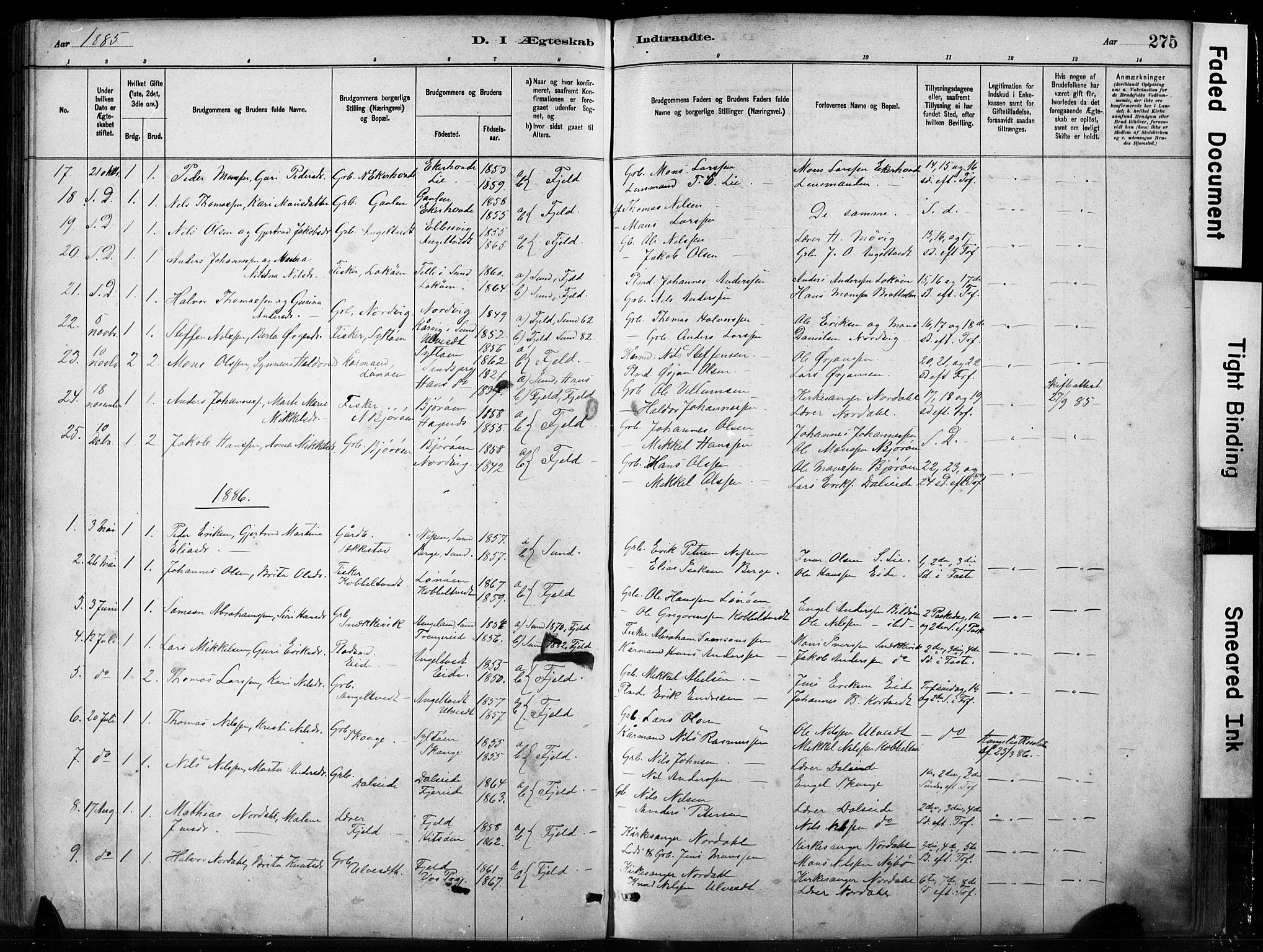 Fjell sokneprestembete, SAB/A-75301/H/Hab: Parish register (copy) no. A 4, 1880-1899, p. 275