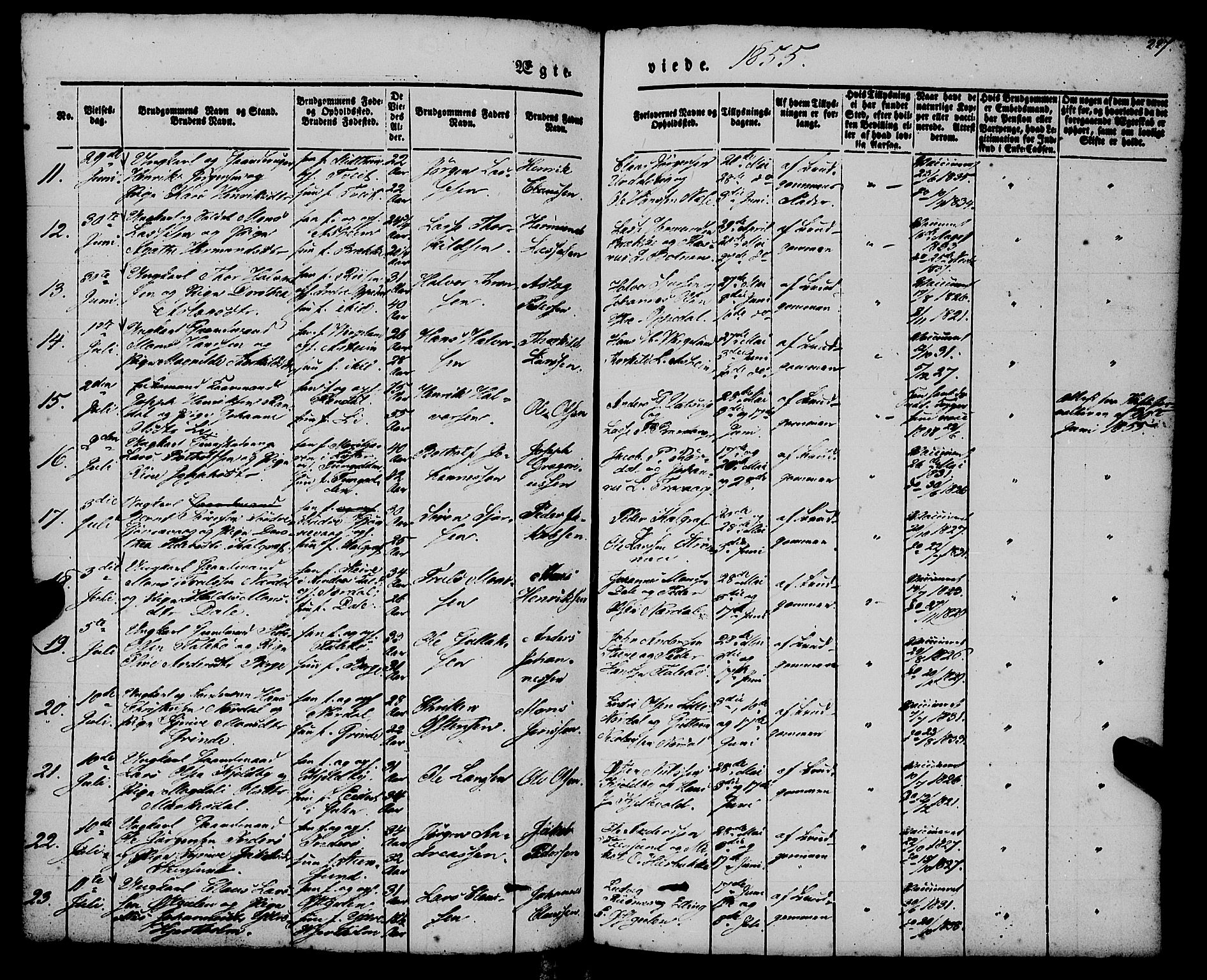 Gulen sokneprestembete, SAB/A-80201/H/Haa/Haaa/L0021: Parish register (official) no. A 21, 1848-1858, p. 227