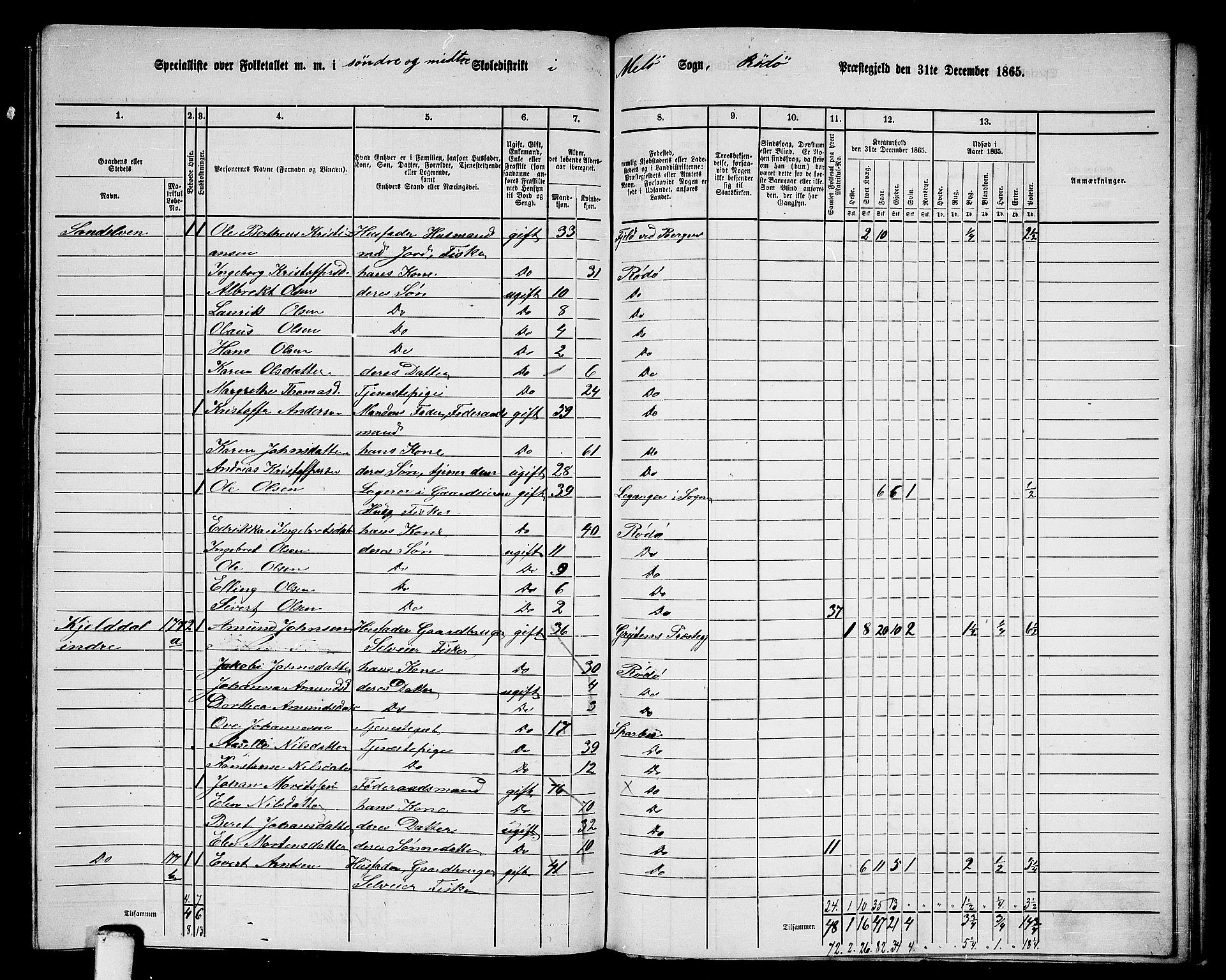 RA, 1865 census for Rødøy, 1865, p. 121