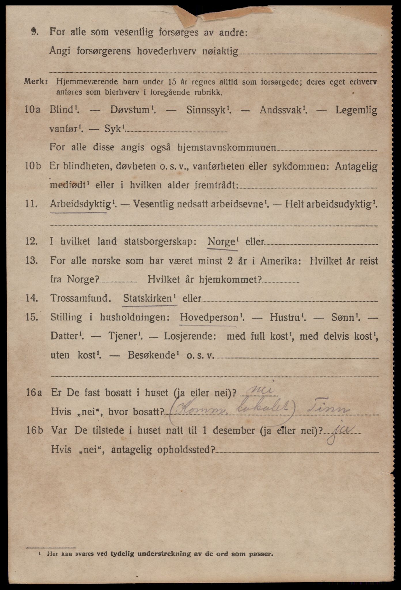 SAKO, 1920 census for Tinn, 1920, p. 3059