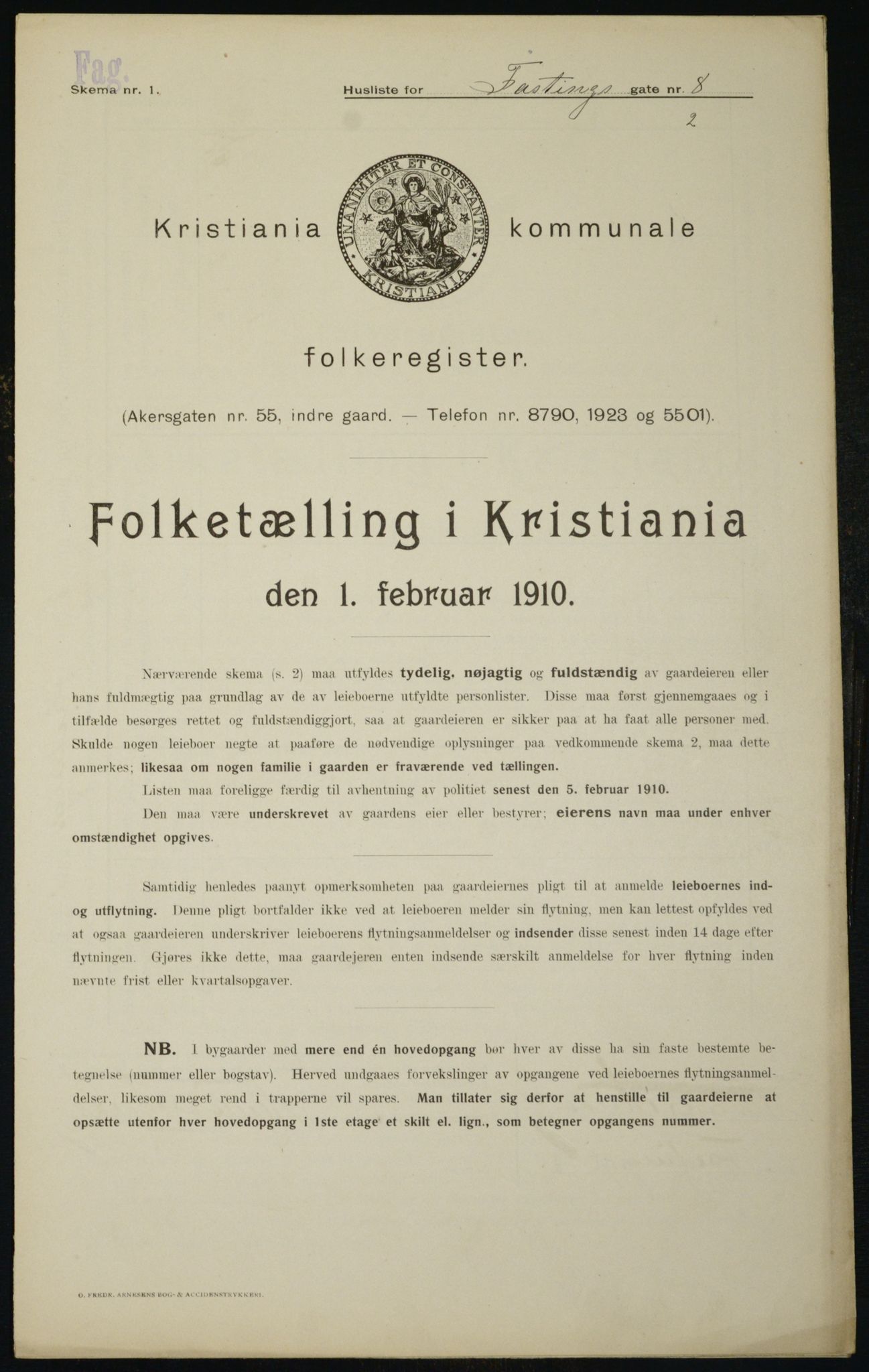 OBA, Municipal Census 1910 for Kristiania, 1910, p. 22223