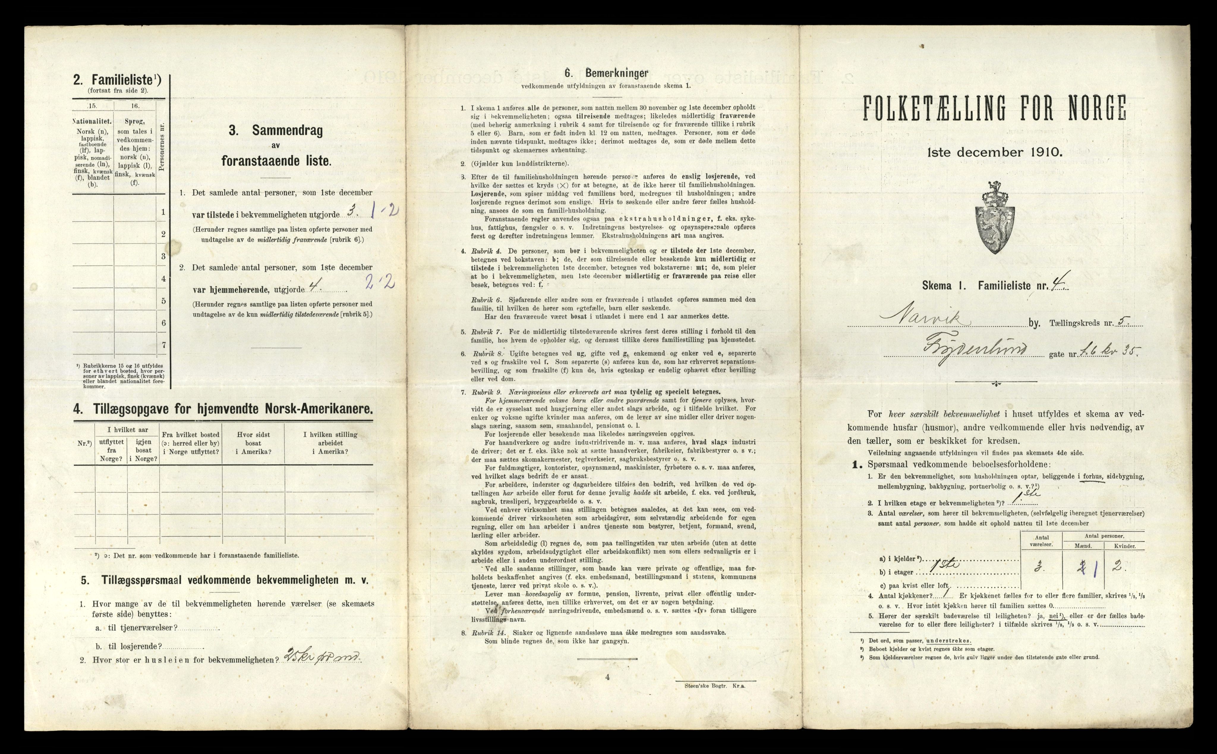 RA, 1910 census for Narvik, 1910, p. 1945