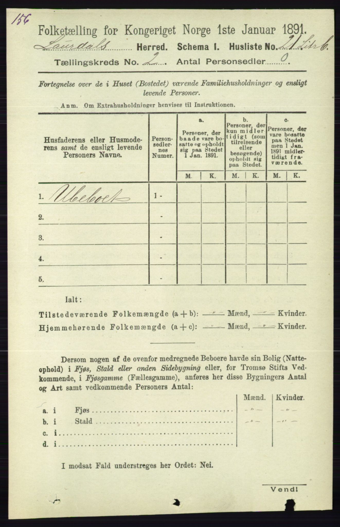 RA, 1891 census for 0833 Lårdal, 1891, p. 595