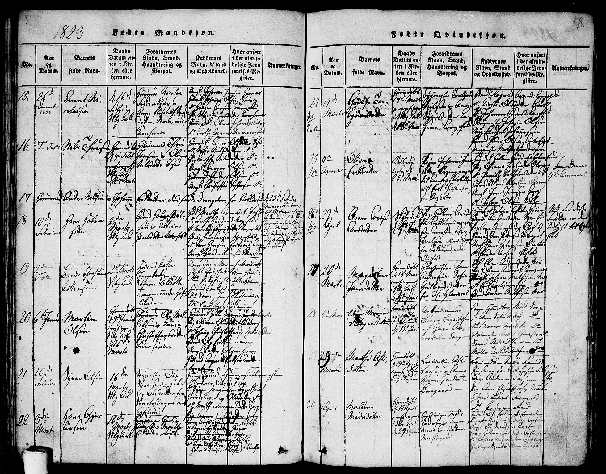 Skjeberg prestekontor Kirkebøker, AV/SAO-A-10923/F/Fa/L0004: Parish register (official) no. I 4, 1815-1830, p. 78