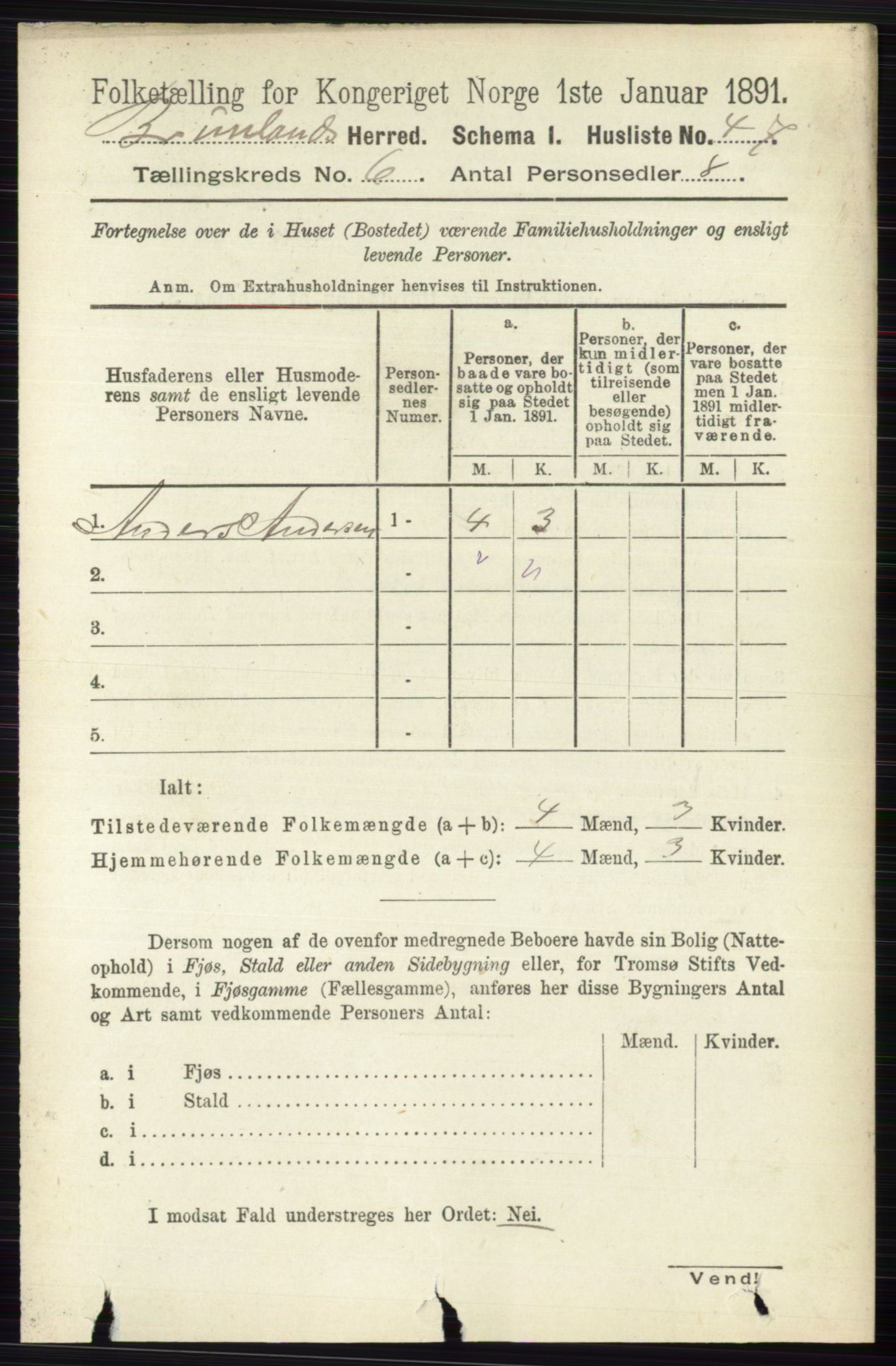 RA, 1891 census for 0726 Brunlanes, 1891, p. 2623