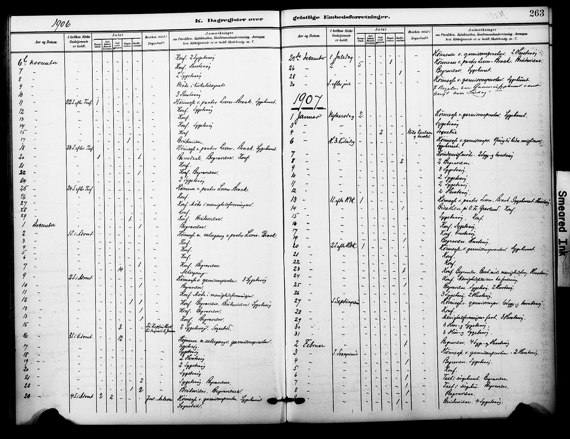 Garnisonsmenigheten Kirkebøker, SAO/A-10846/F/Fa/L0014: Parish register (official) no. 14, 1905-1914, p. 263