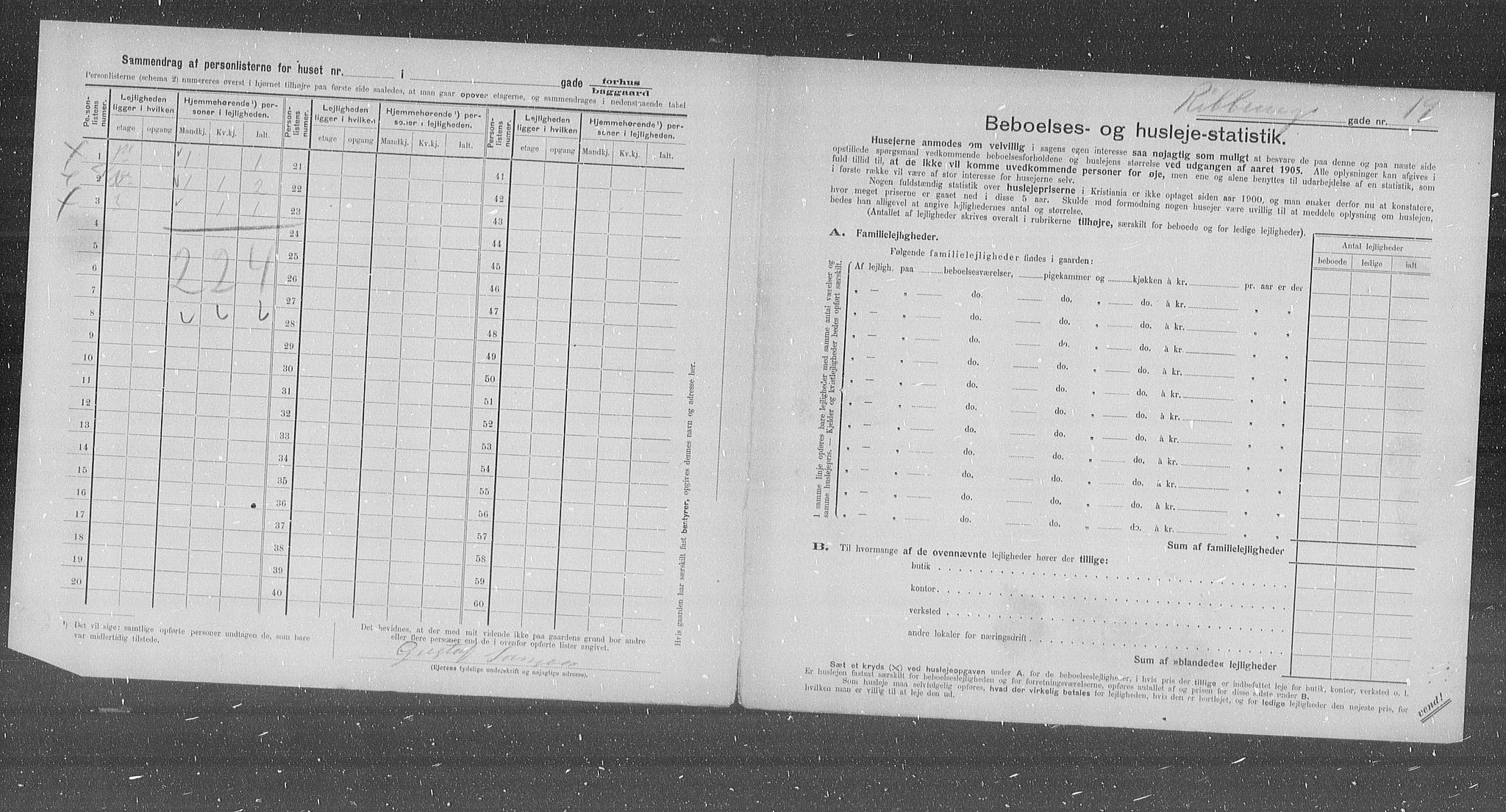 OBA, Municipal Census 1905 for Kristiania, 1905, p. 43715