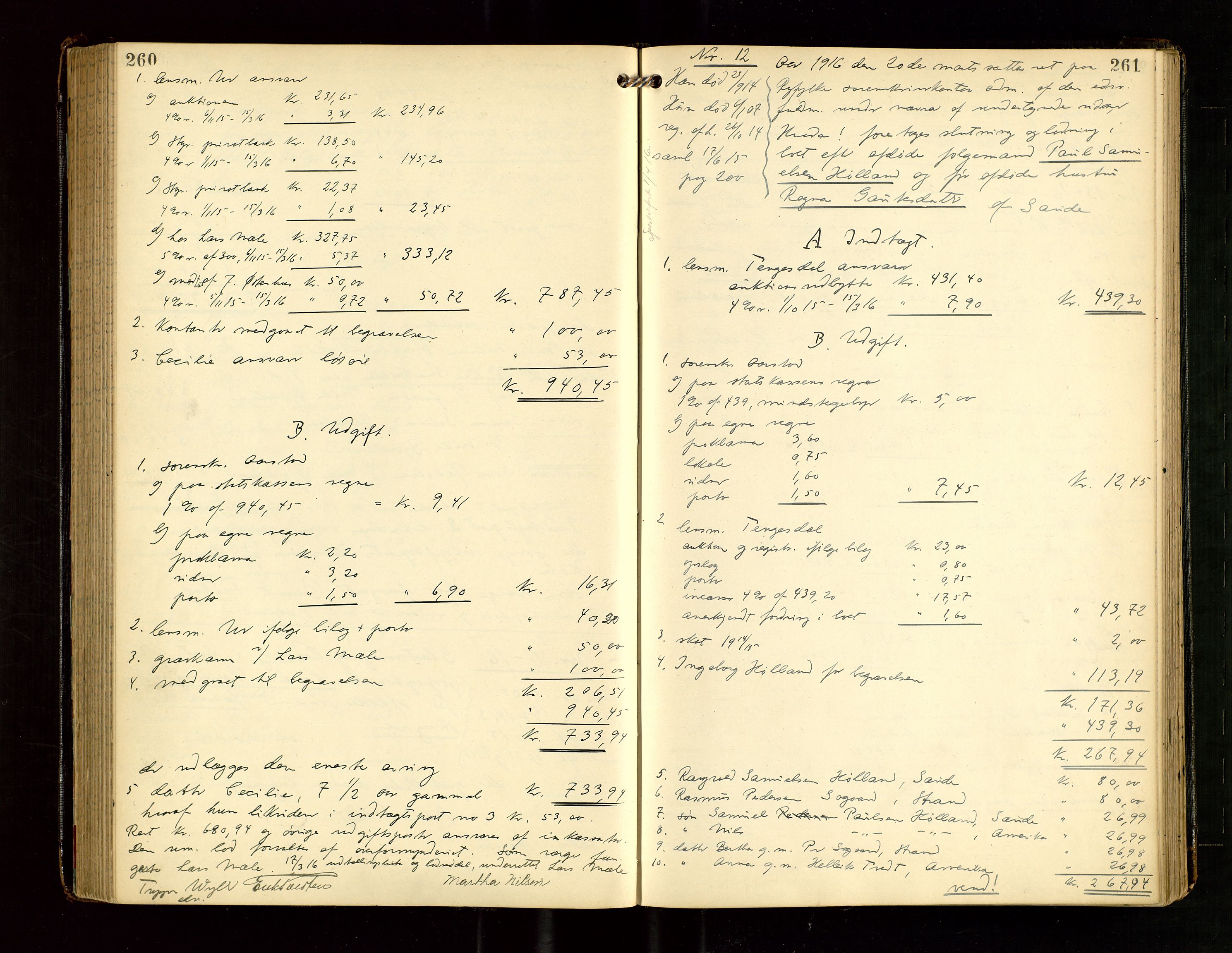 Ryfylke tingrett, AV/SAST-A-100055/001/IV/IVG/L0004: Skifteutlodningsprotokoll Med register, 1912-1918, p. 260-261