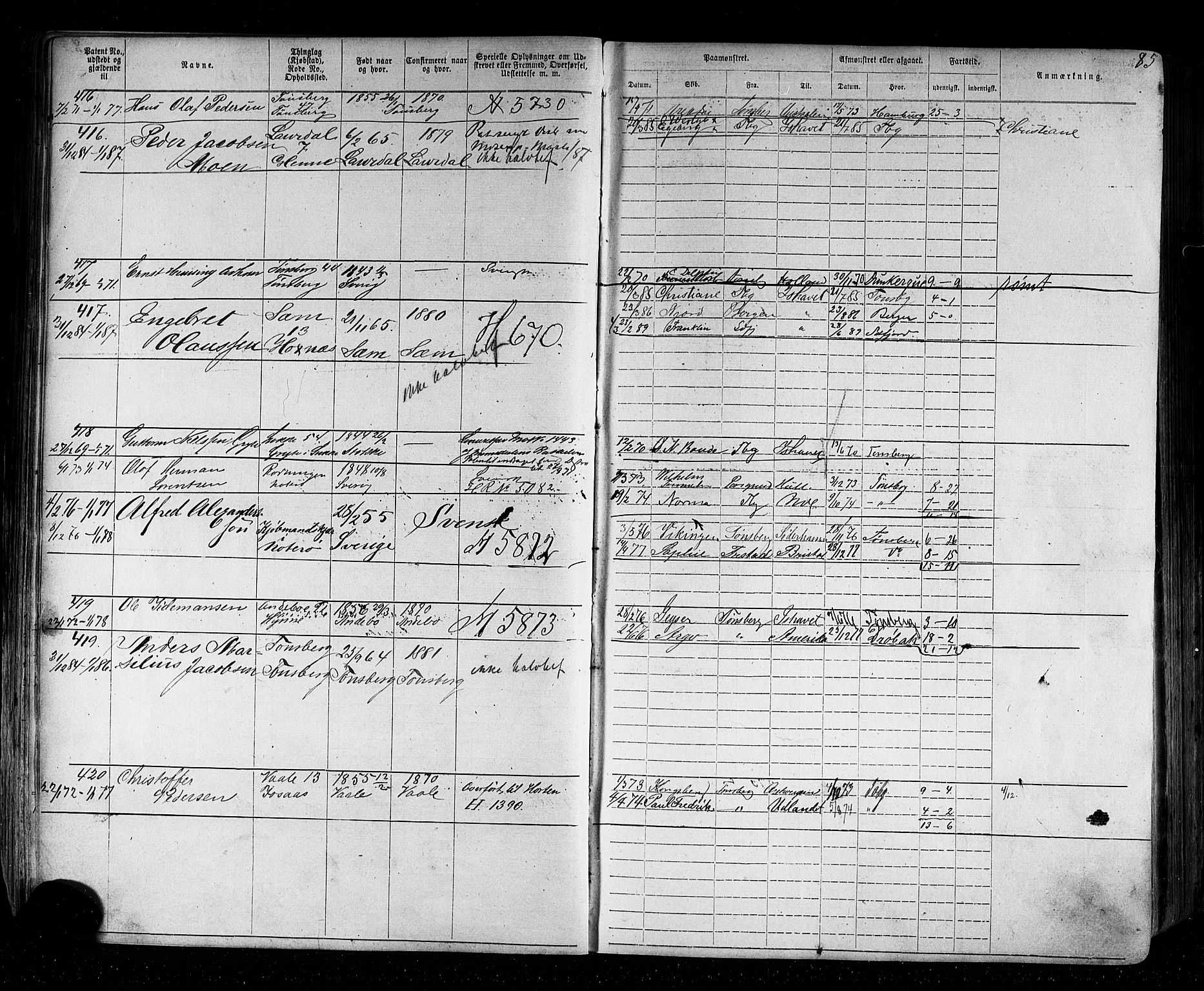 Tønsberg innrulleringskontor, AV/SAKO-A-786/F/Fb/L0002: Annotasjonsrulle Patent nr. 1-2635, 1869-1877, p. 100