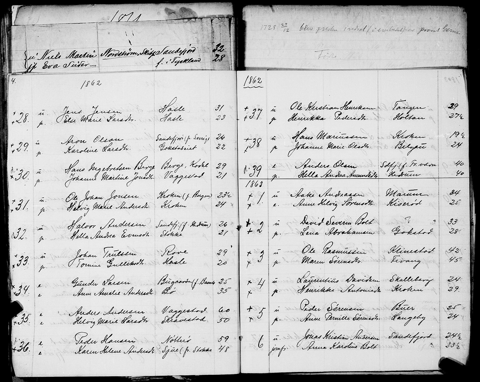 Sandar sokneprestkontor, AV/SAKO-A-242/Y/Ya/L0006: Other parish register no. 1 /1, 1709-1871, p. 4-5