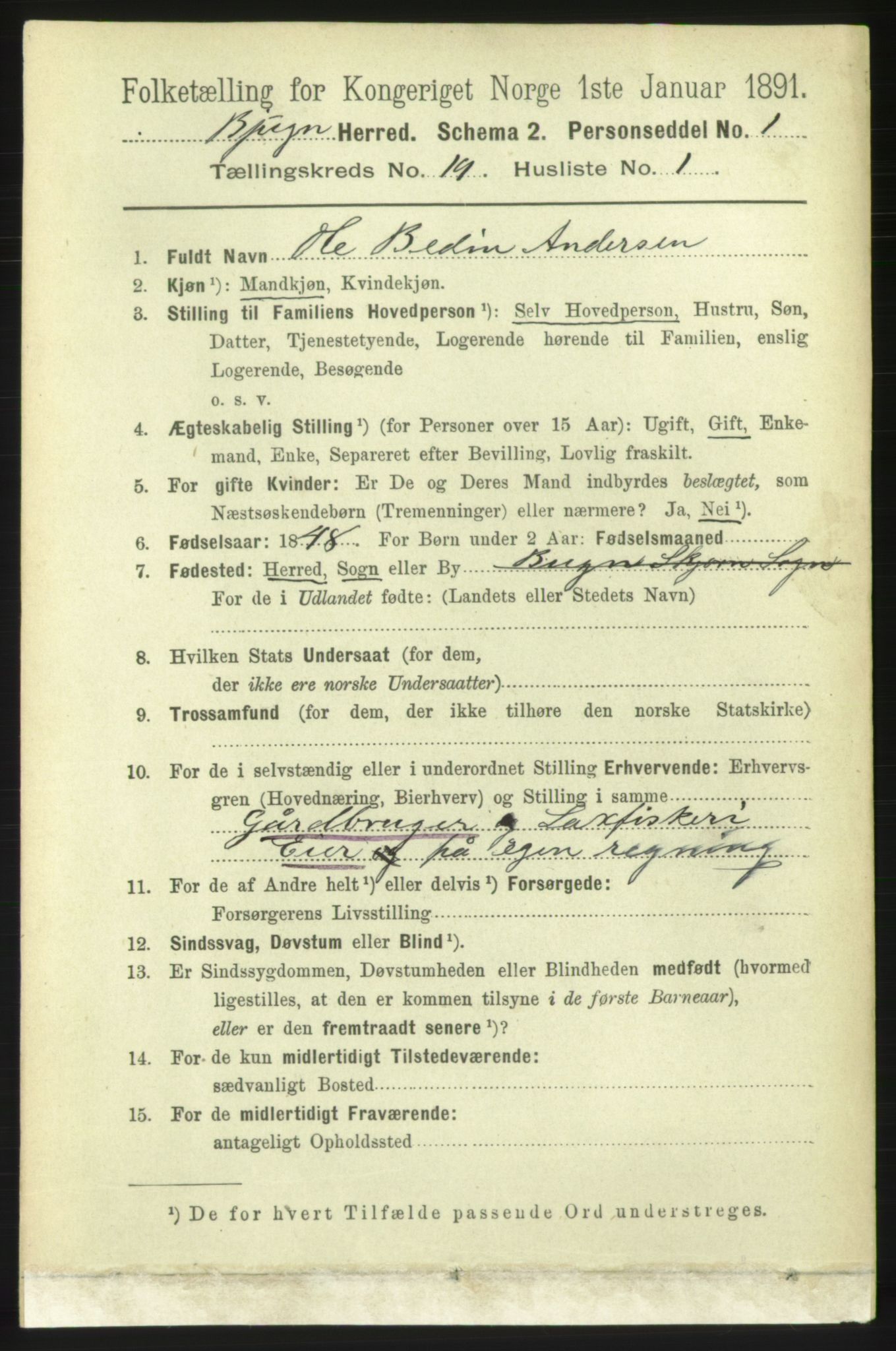 RA, 1891 census for 1627 Bjugn, 1891, p. 5091