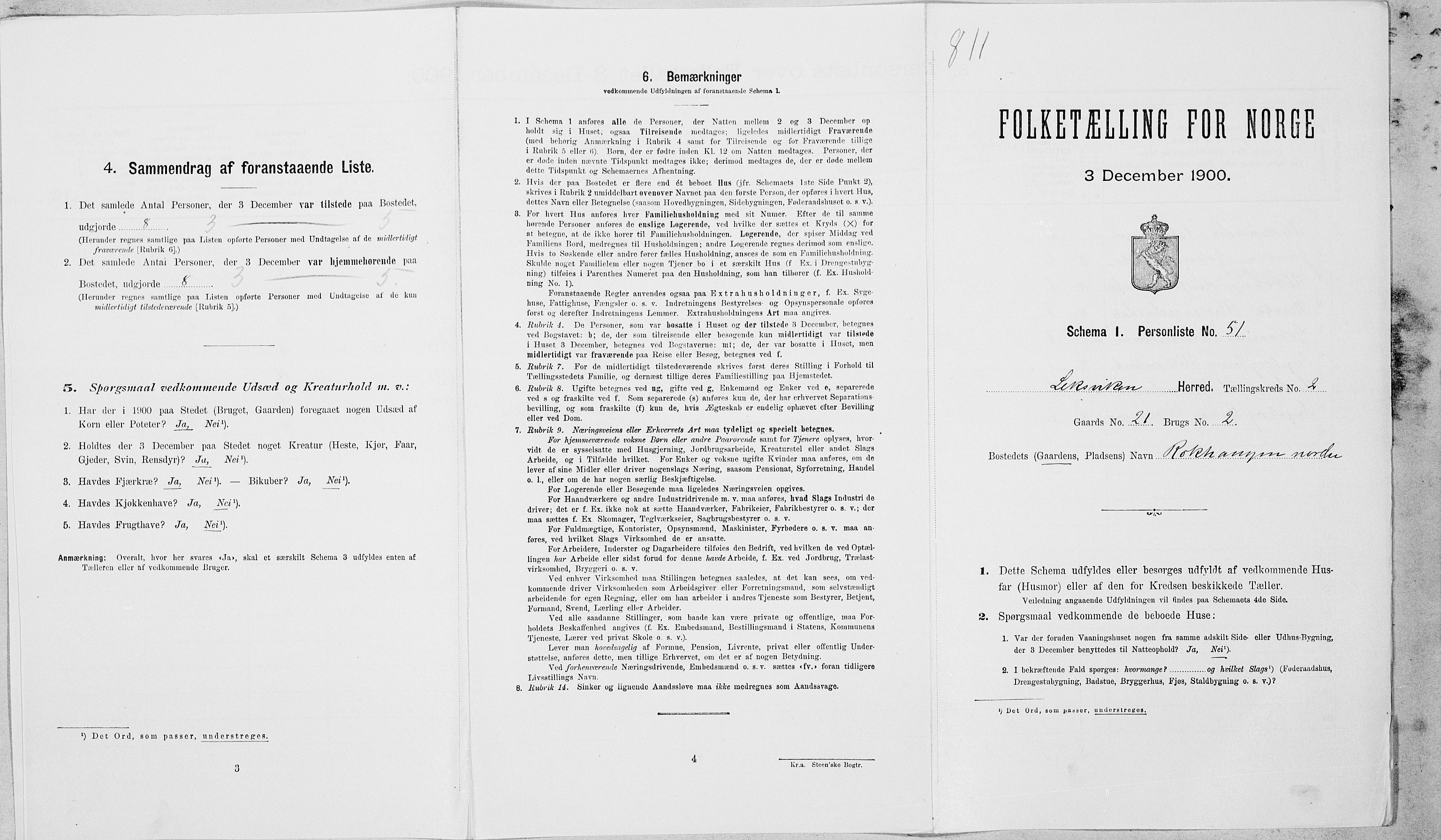 SAT, 1900 census for Leksvik, 1900, p. 260