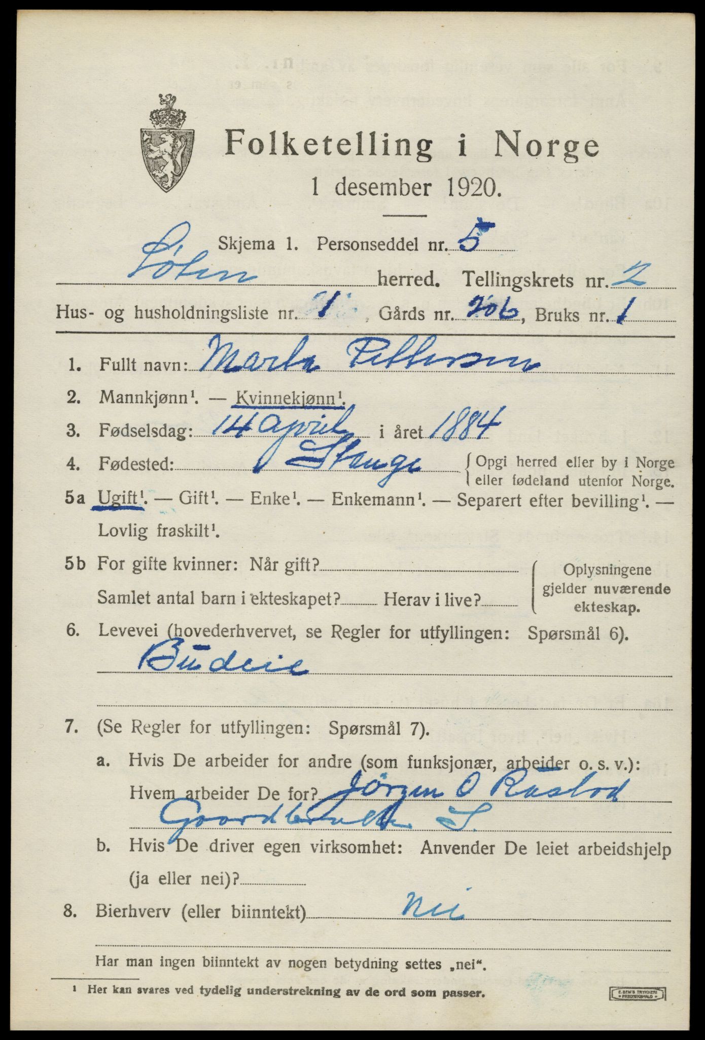 SAH, 1920 census for Løten, 1920, p. 4963