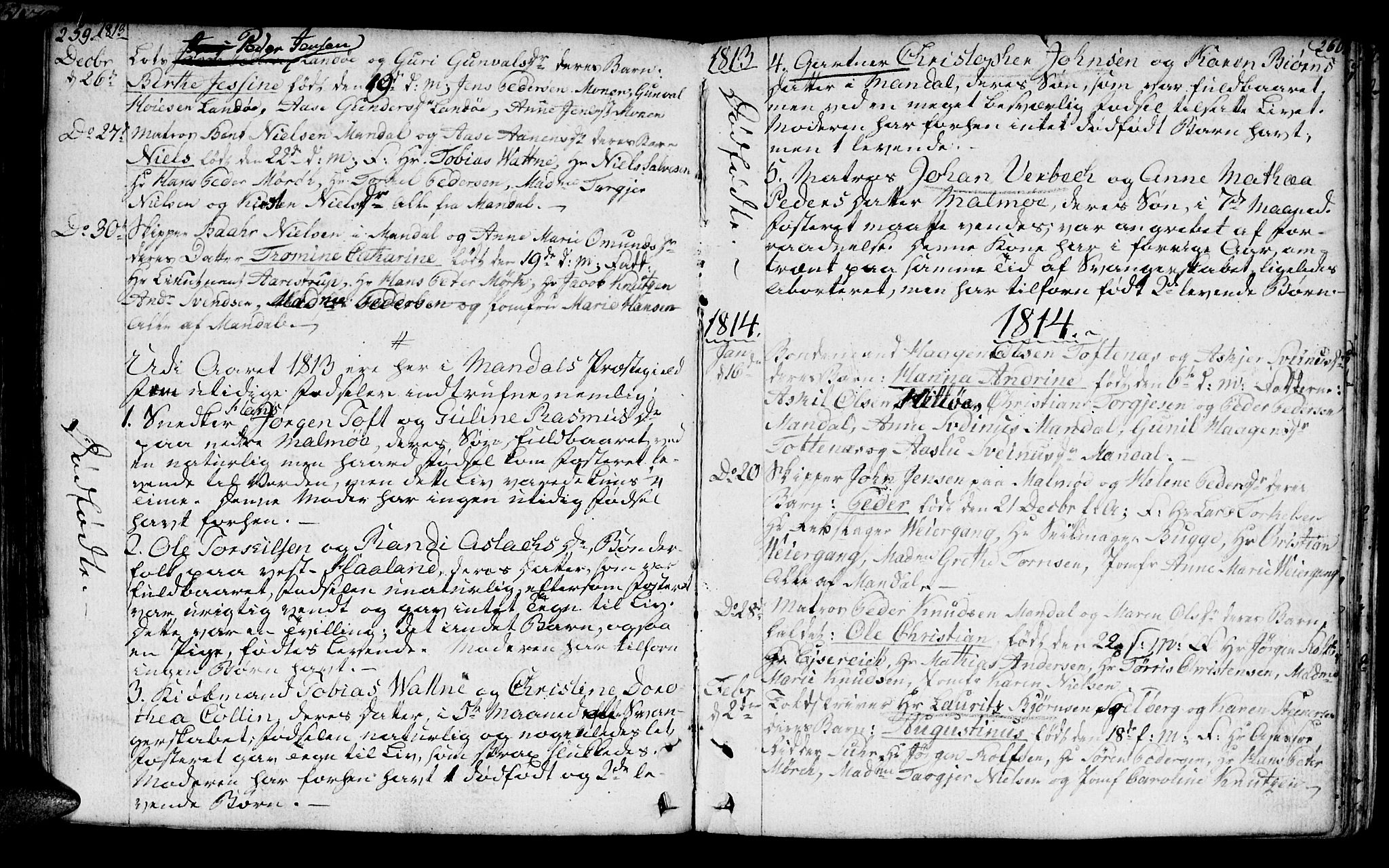 Mandal sokneprestkontor, SAK/1111-0030/F/Fa/Faa/L0008: Parish register (official) no. A 8, 1794-1817, p. 259-260