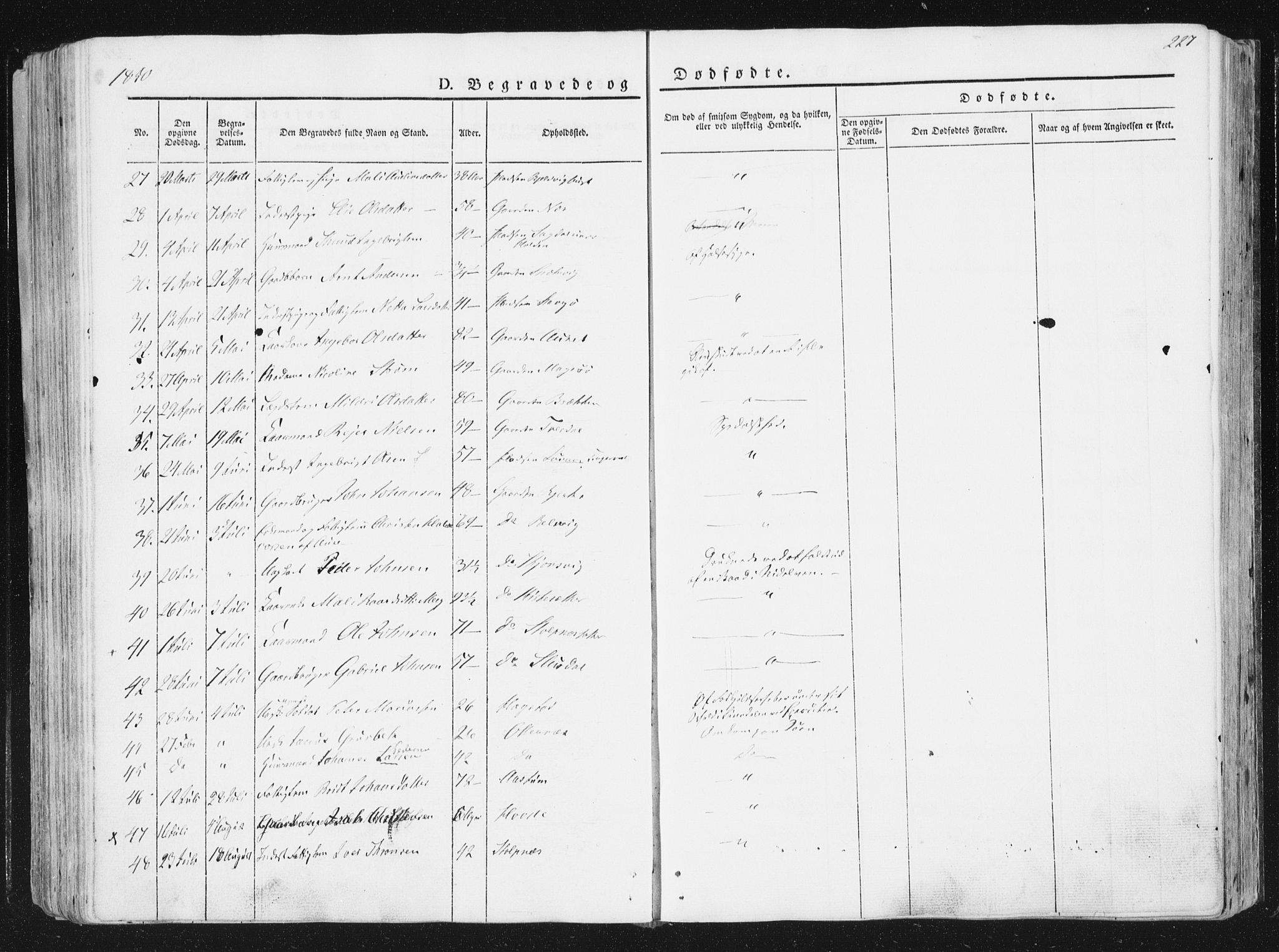 Ministerialprotokoller, klokkerbøker og fødselsregistre - Sør-Trøndelag, SAT/A-1456/630/L0493: Parish register (official) no. 630A06, 1841-1851, p. 227