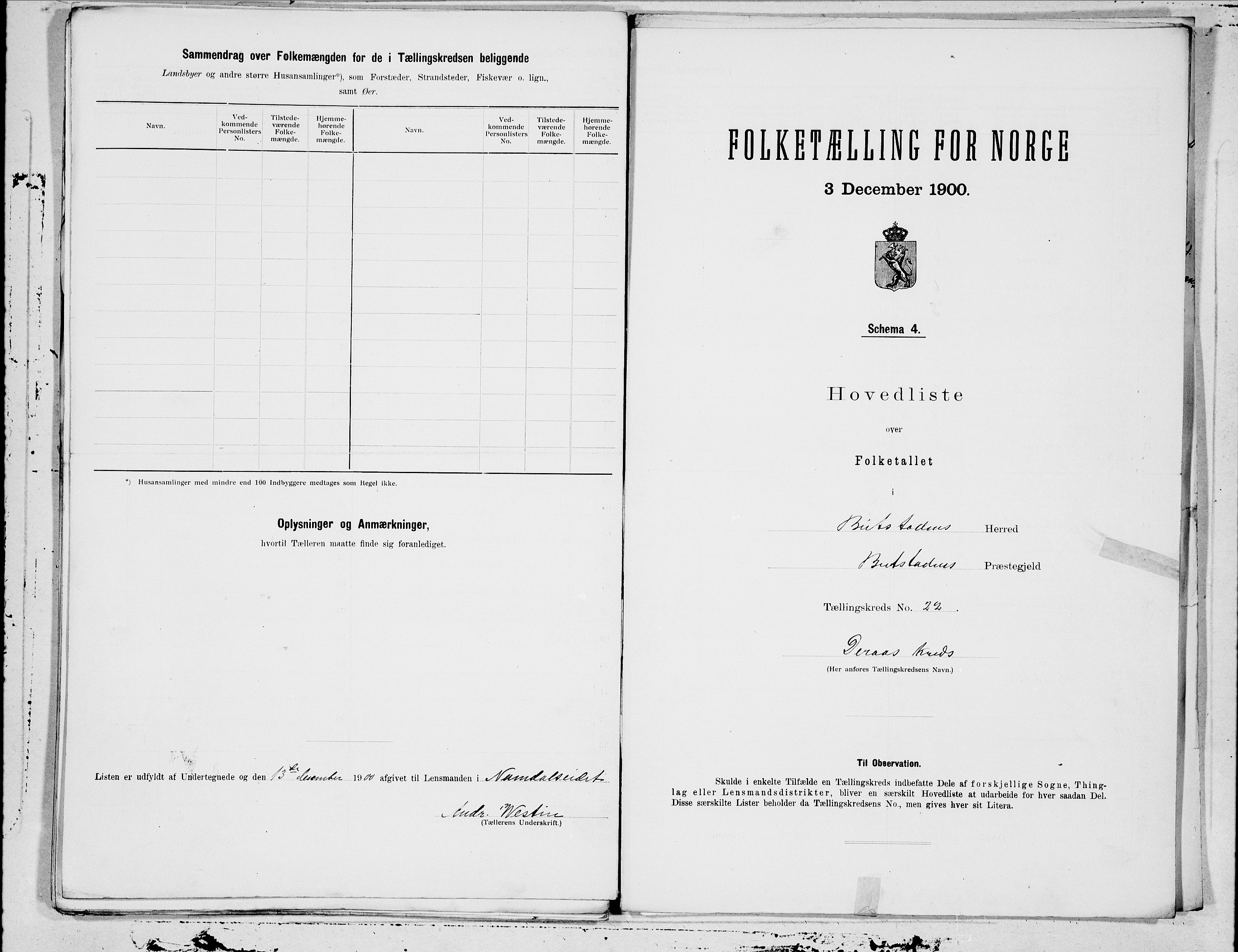 SAT, 1900 census for Beitstad, 1900, p. 44