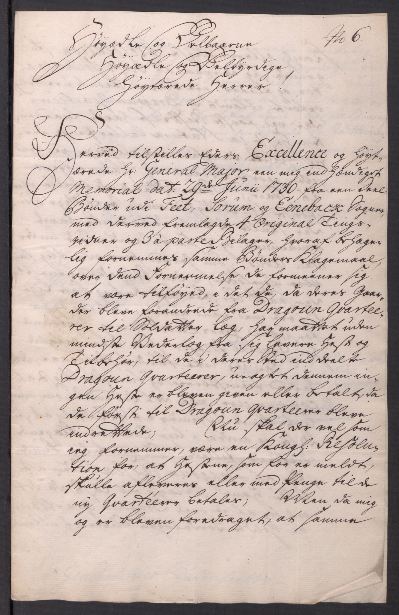 Kommanderende general (KG I) med Det norske krigsdirektorium, AV/RA-EA-5419/D/L0061: Stattholderens, stiftamtmenns og amtmenns brev, 1731-1740, p. 28