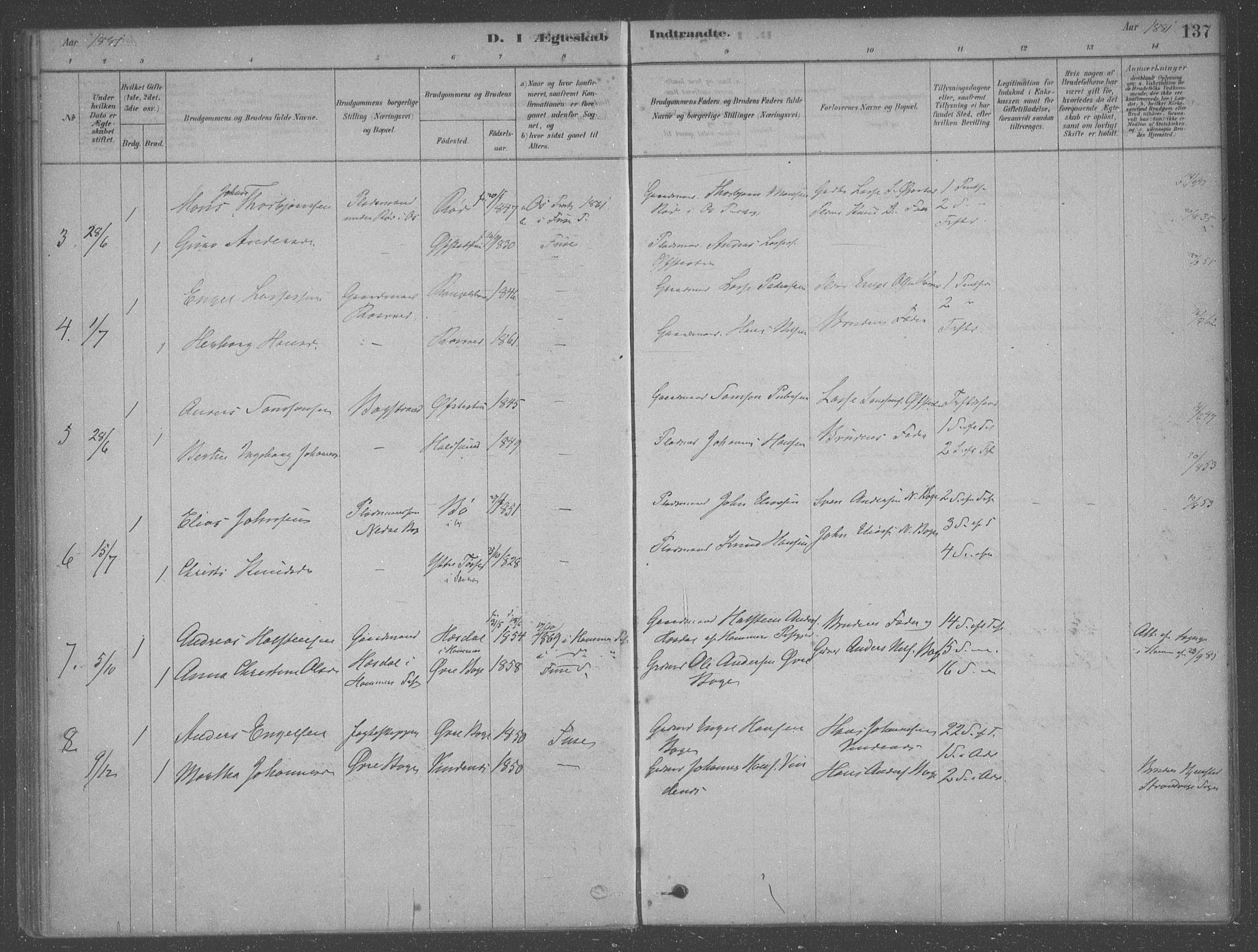 Fusa sokneprestembete, AV/SAB-A-75401/H/Haa: Parish register (official) no. B 1, 1880-1938, p. 137