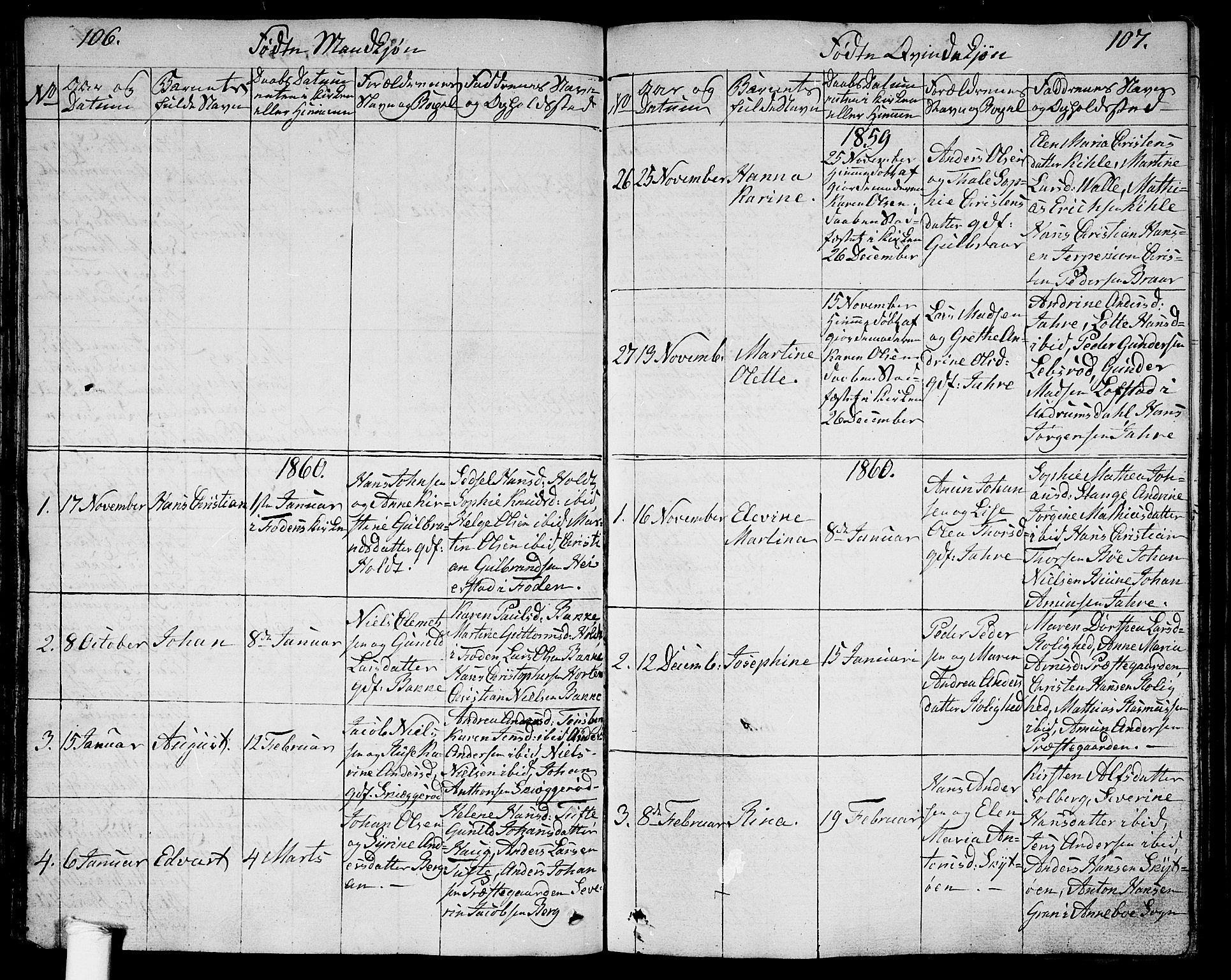 Ramnes kirkebøker, SAKO/A-314/G/Ga/L0002: Parish register (copy) no. I 2, 1848-1870, p. 106-107