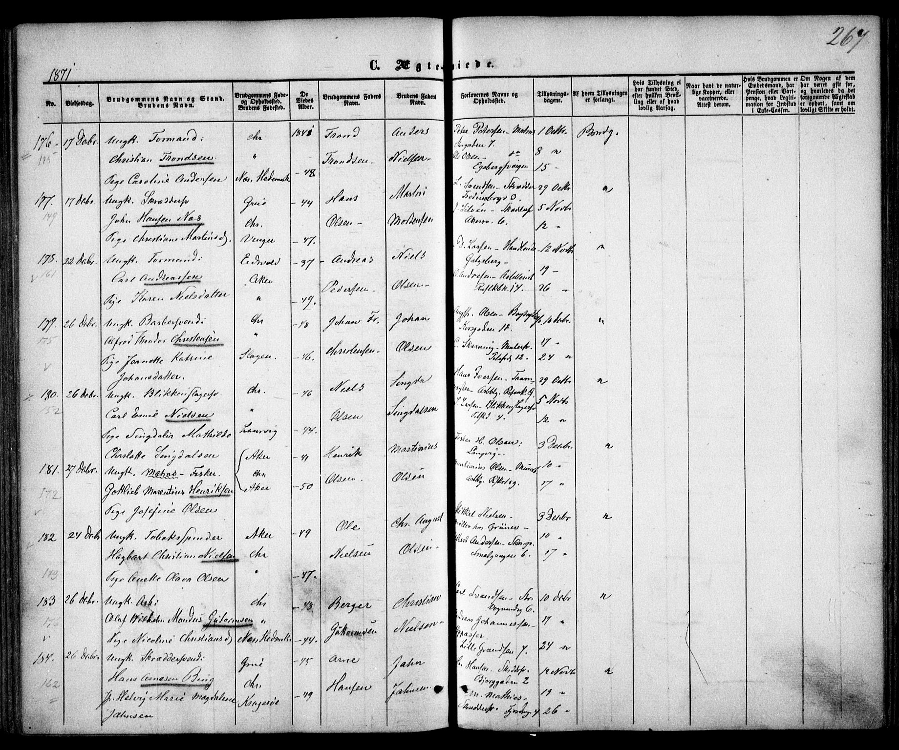 Trefoldighet prestekontor Kirkebøker, AV/SAO-A-10882/F/Fc/L0001: Parish register (official) no. III 1, 1858-1874, p. 267