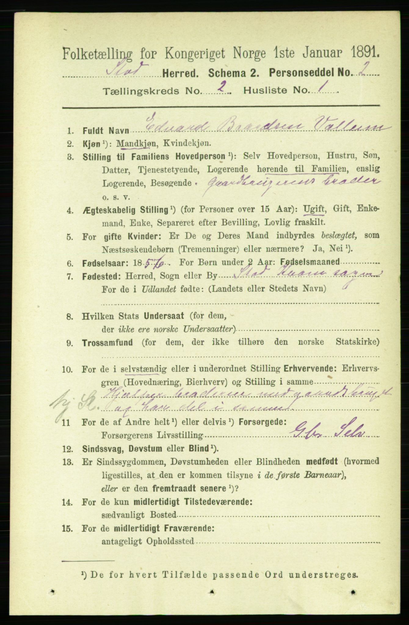 RA, 1891 census for 1734 Stod, 1891, p. 704