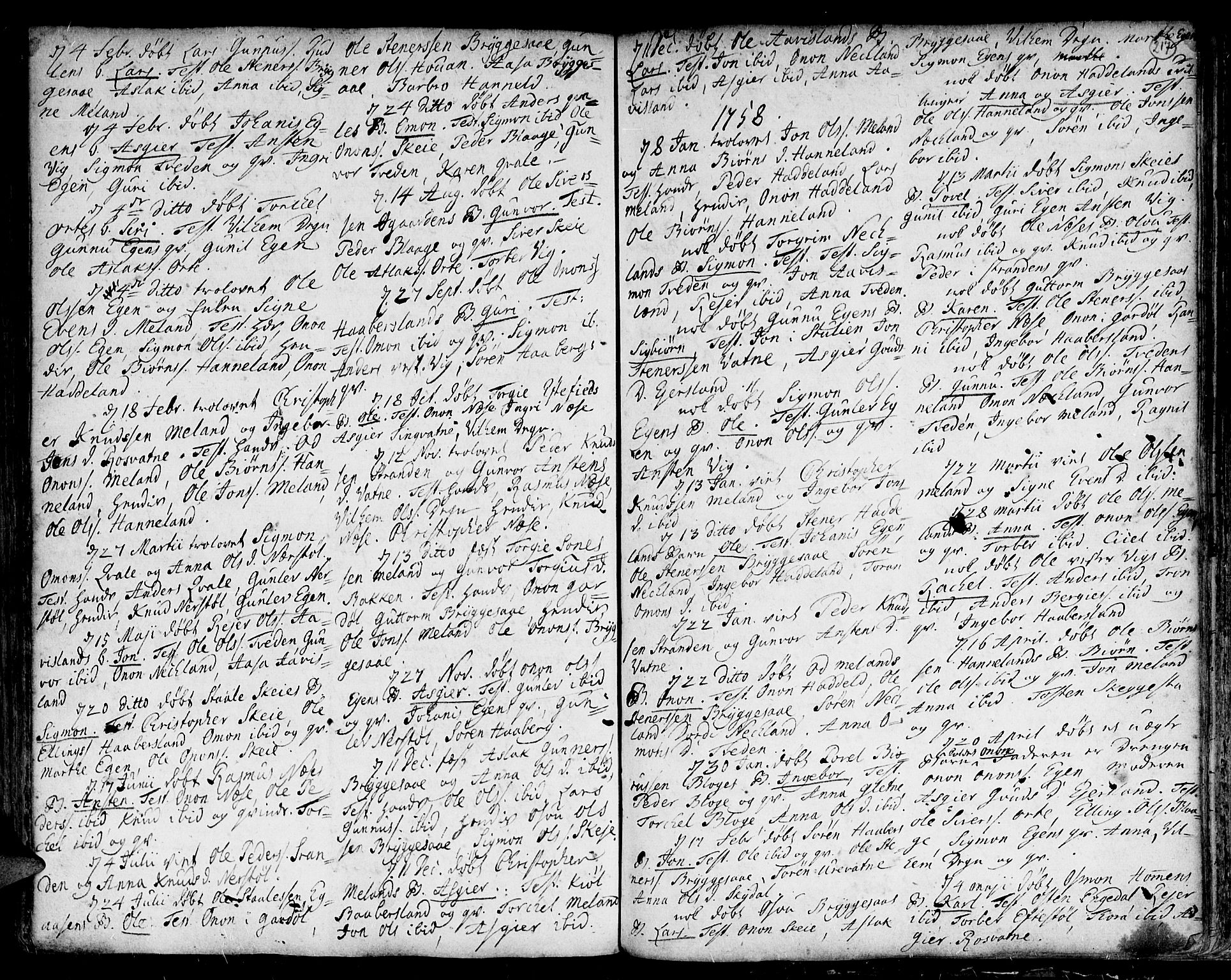 Kvinesdal sokneprestkontor, AV/SAK-1111-0026/F/Fa/Fab/L0001: Parish register (official) no. A 1 /4, 1710-1760, p. 217