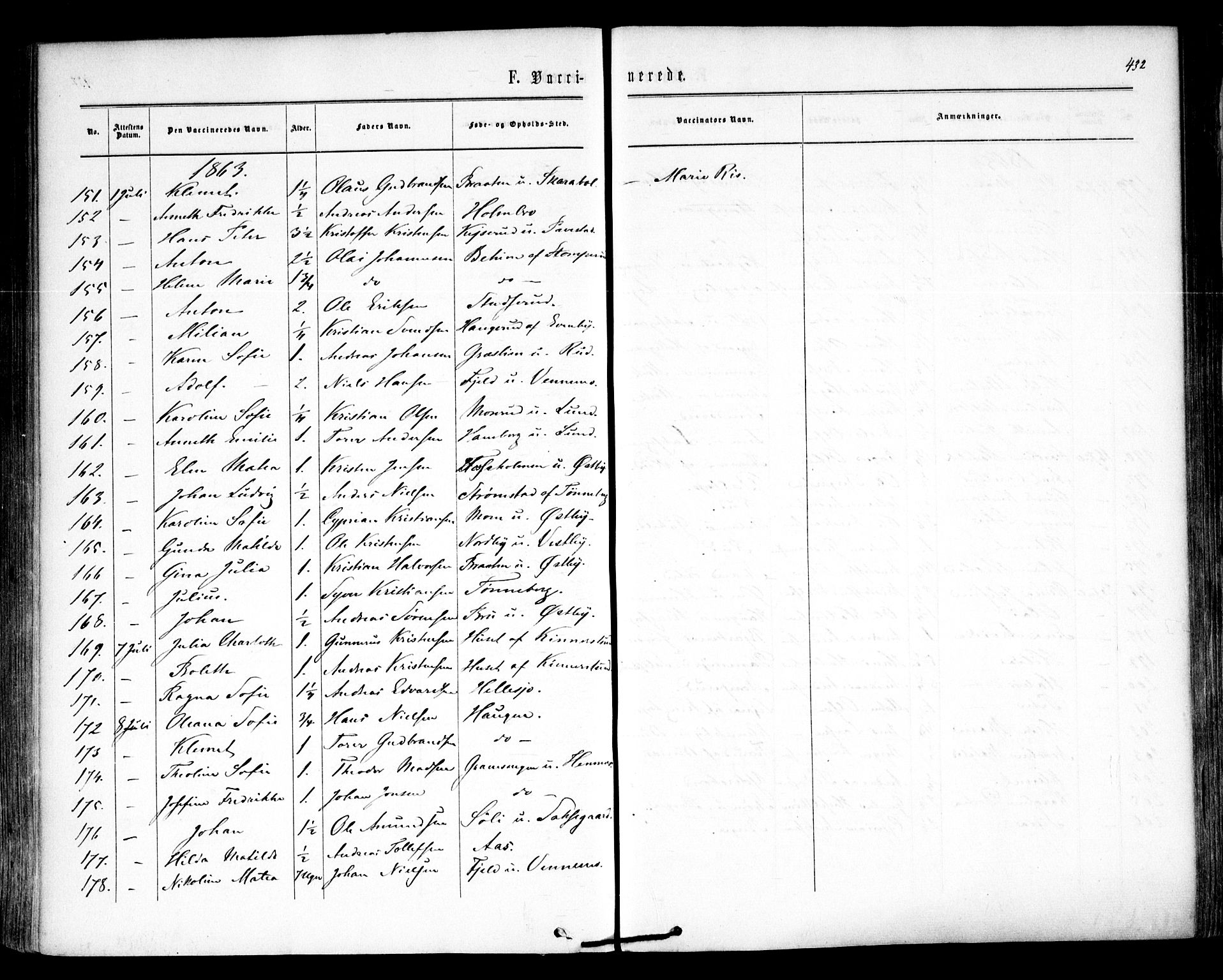 Høland prestekontor Kirkebøker, AV/SAO-A-10346a/F/Fa/L0011: Parish register (official) no. I 11, 1862-1869, p. 432