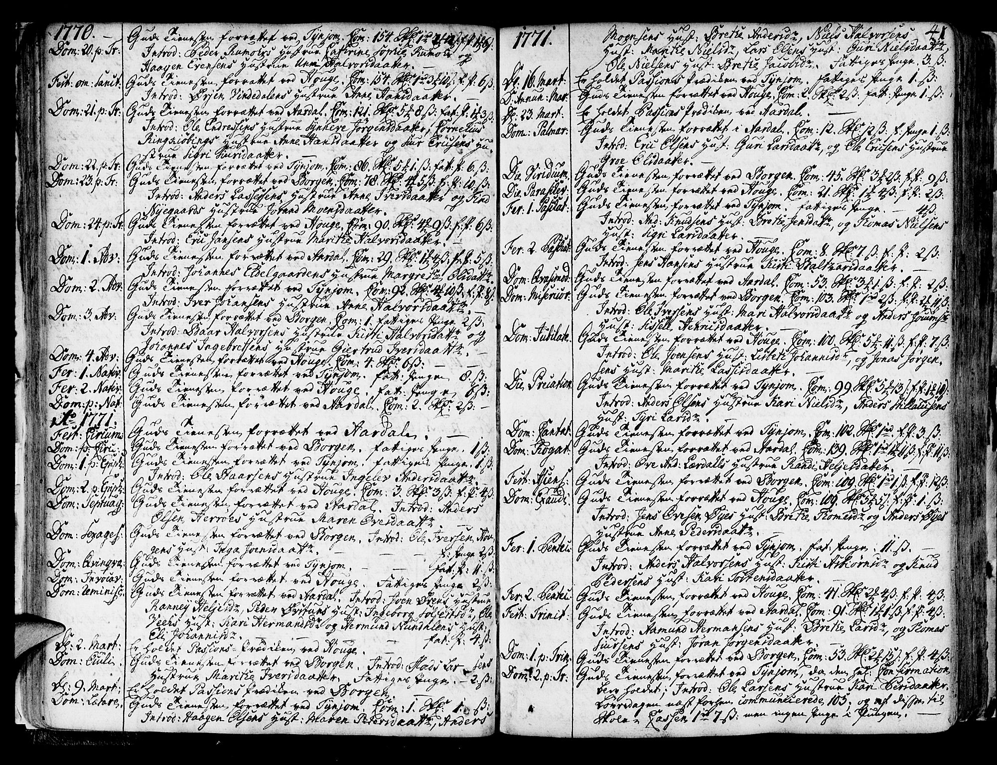 Lærdal sokneprestembete, SAB/A-81201: Parish register (official) no. A 2, 1752-1782, p. 41