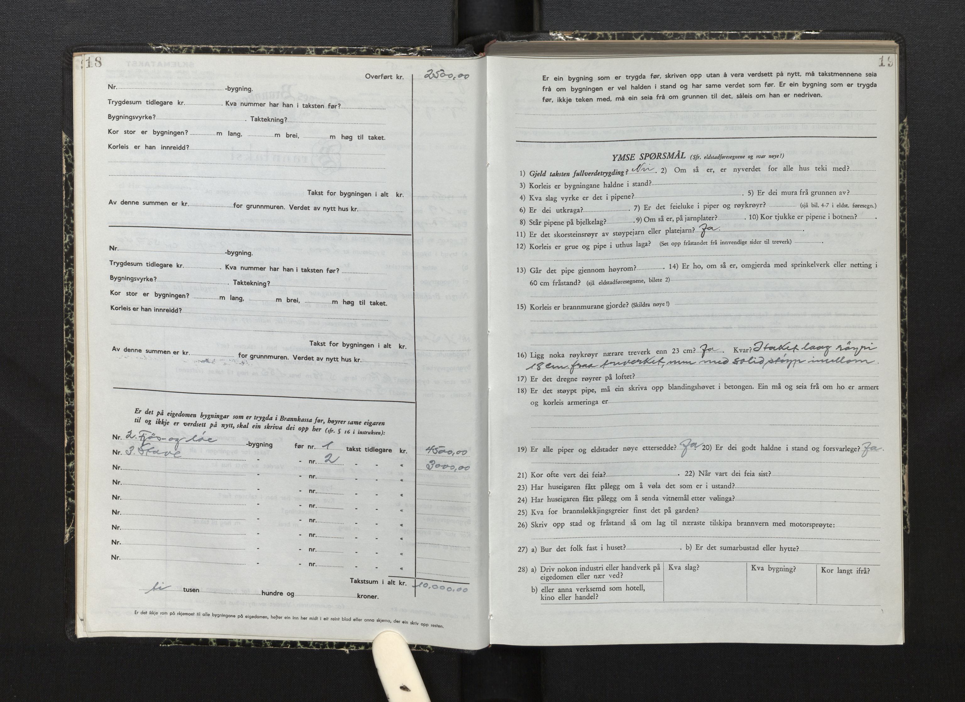 Lensmannen i Jostedal, SAB/A-28601/0012/L0007: Branntakstprotokoll, skjematakst, 1949-1955, p. 18-19