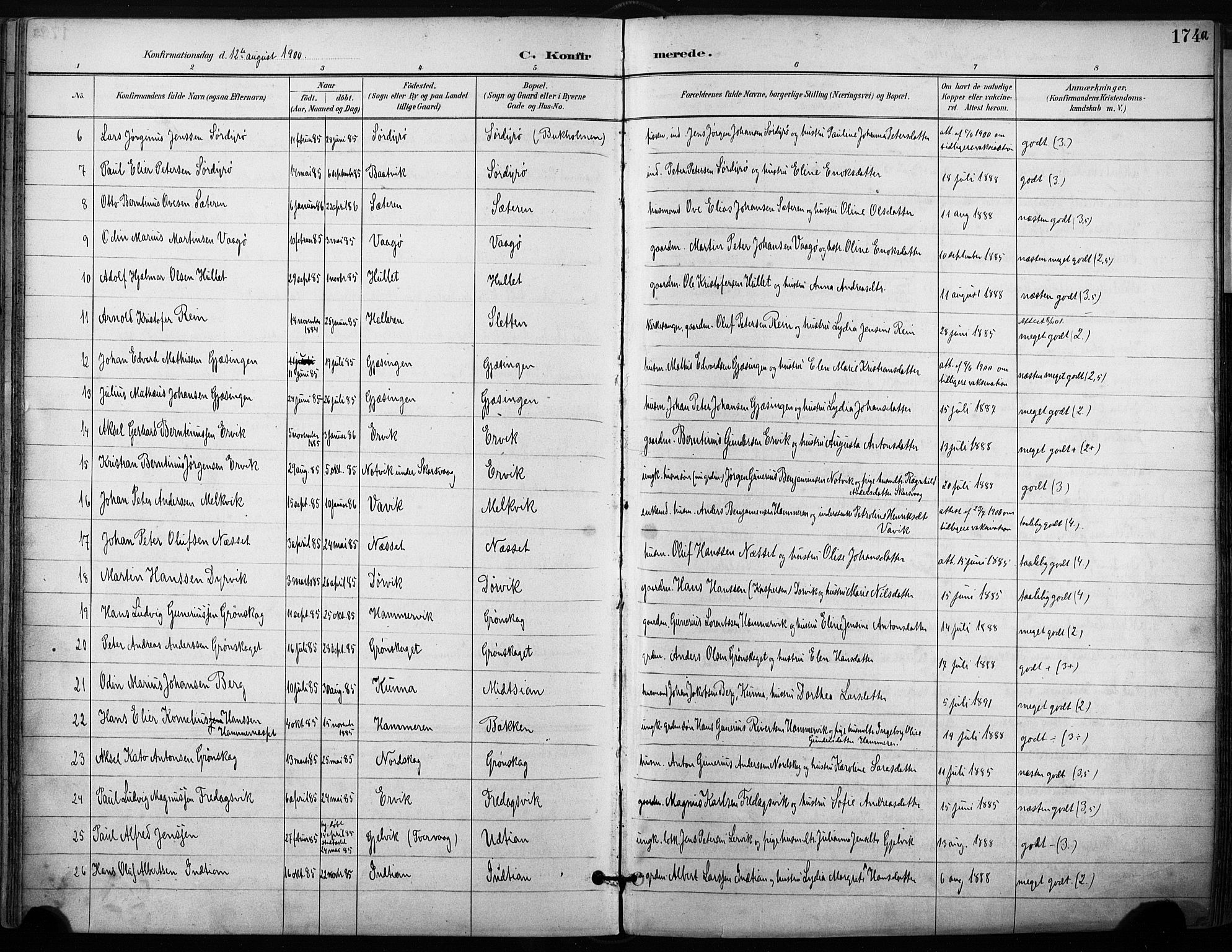 Ministerialprotokoller, klokkerbøker og fødselsregistre - Sør-Trøndelag, SAT/A-1456/640/L0579: Parish register (official) no. 640A04, 1889-1902, p. 174