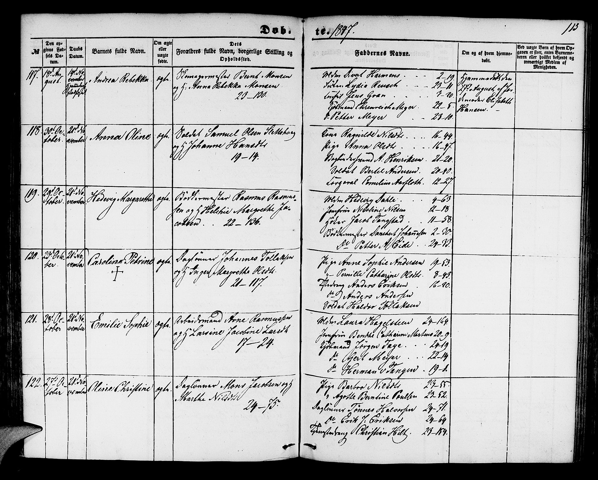 Korskirken sokneprestembete, AV/SAB-A-76101/H/Hab: Parish register (copy) no. B 2, 1847-1853, p. 113