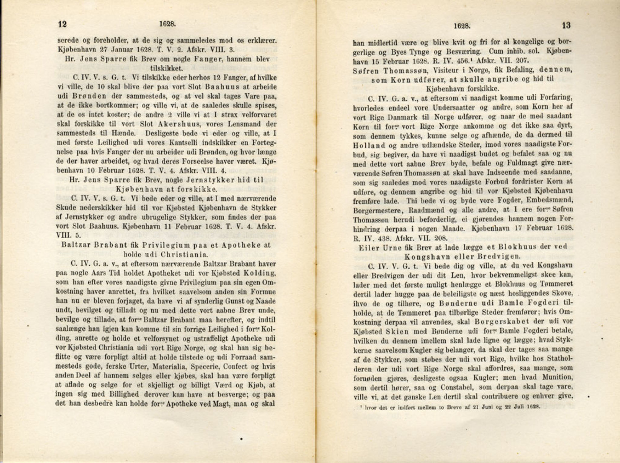 Publikasjoner utgitt av Det Norske Historiske Kildeskriftfond, PUBL/-/-/-: Norske Rigs-Registranter, bind 6, 1628-1634, p. 12-13