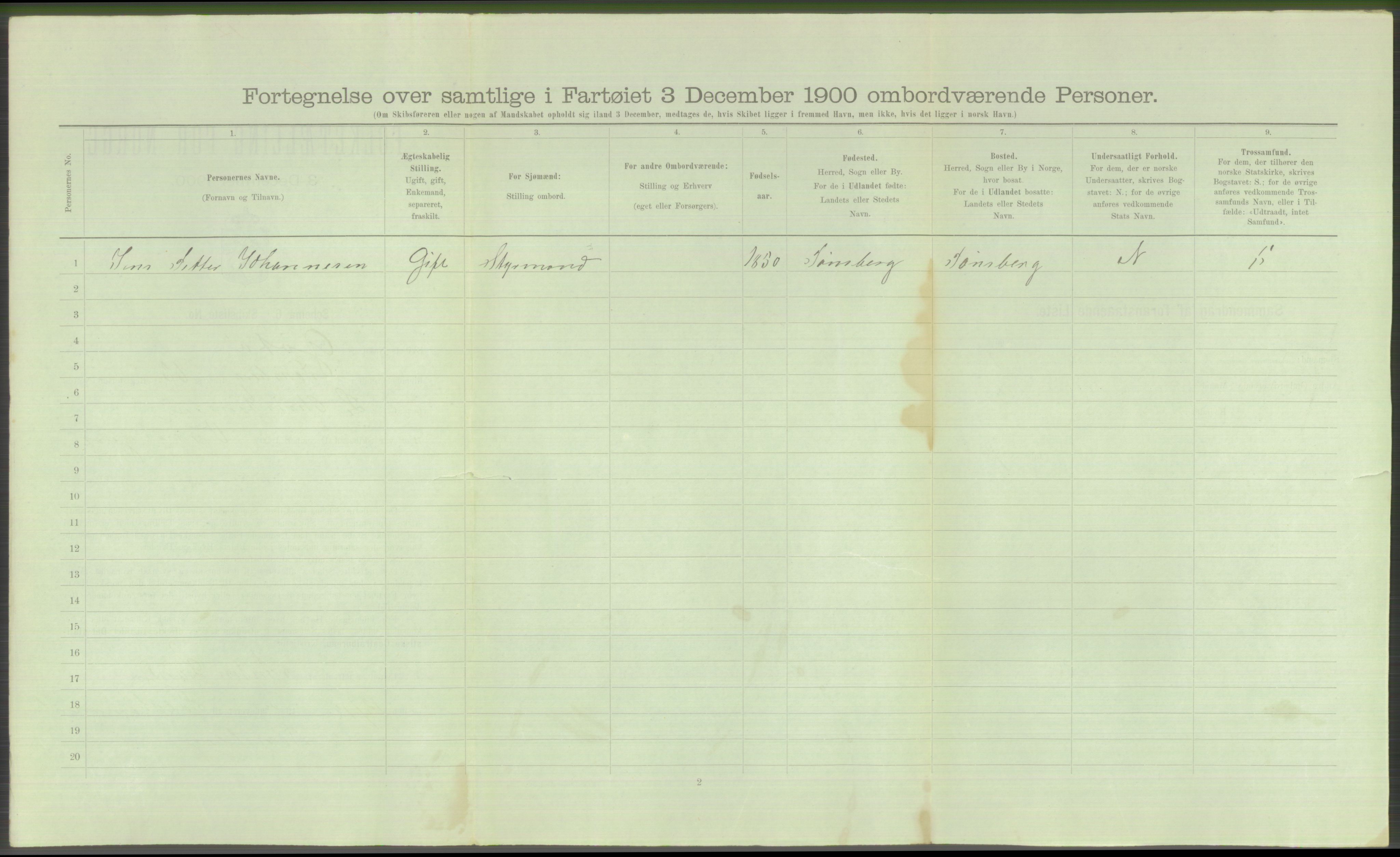 RA, 1900 Census - ship lists from ships in Norwegian harbours, harbours abroad and at sea, 1900, p. 490