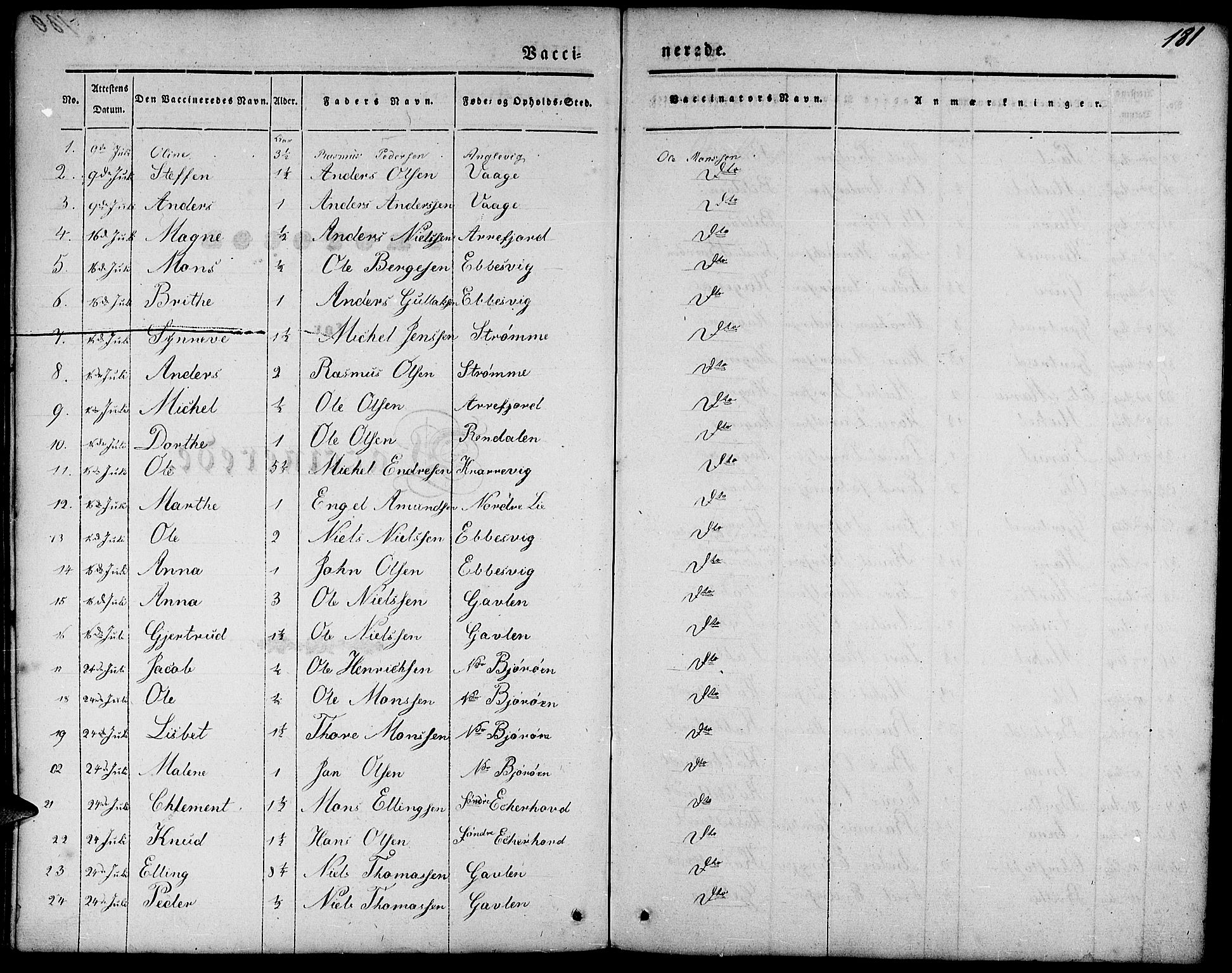 Fjell sokneprestembete, SAB/A-75301/H/Haa: Parish register (official) no. A 1, 1835-1850, p. 181