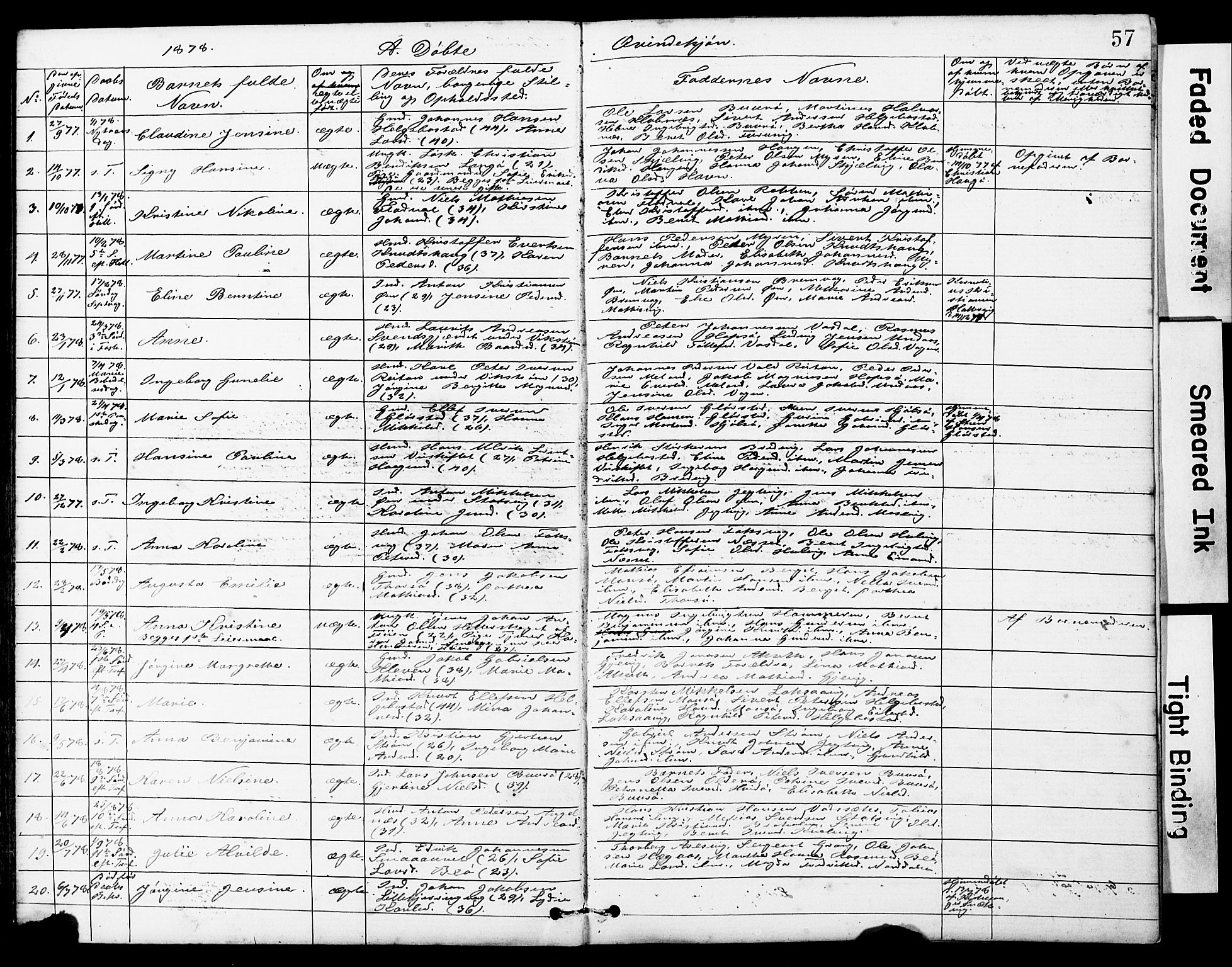 Ministerialprotokoller, klokkerbøker og fødselsregistre - Sør-Trøndelag, SAT/A-1456/634/L0541: Parish register (copy) no. 634C03, 1874-1891, p. 57