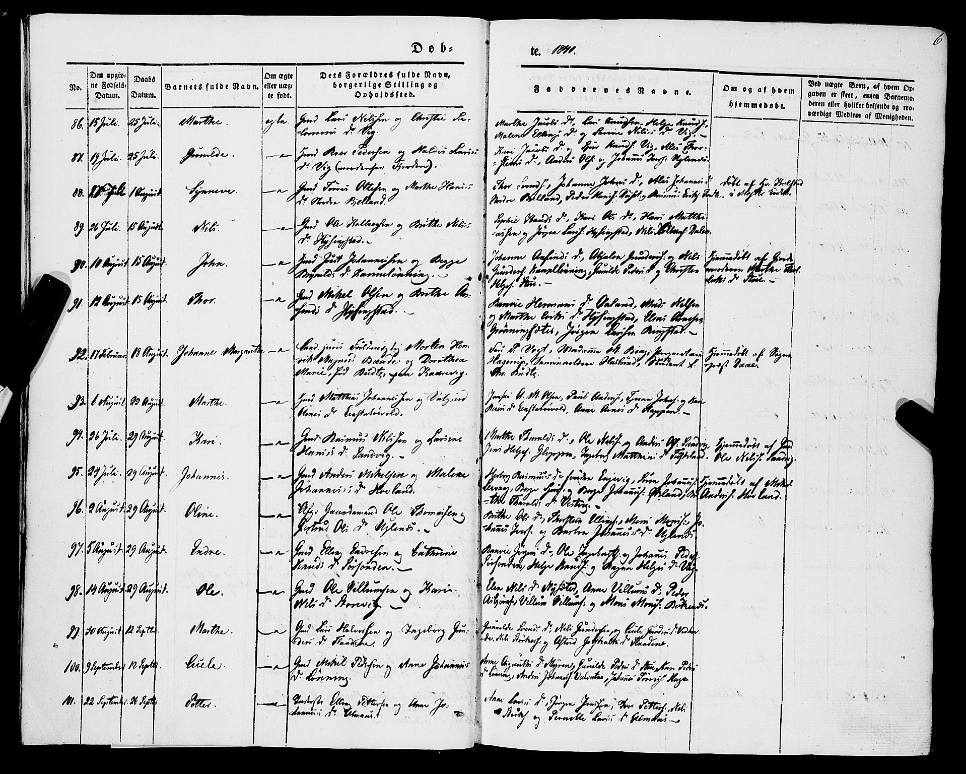 Stord sokneprestembete, SAB/A-78201/H/Haa: Parish register (official) no. A 7, 1841-1861, p. 6